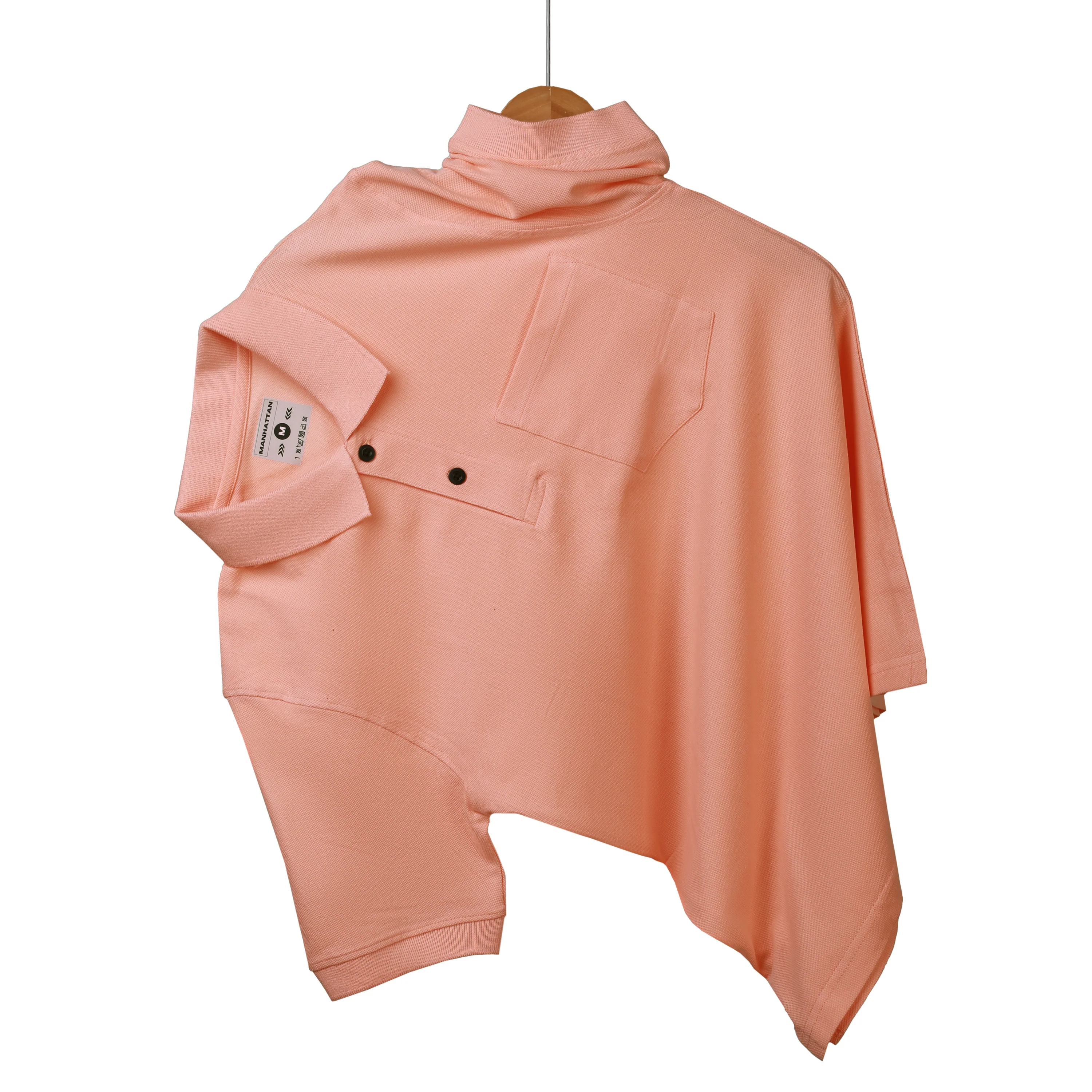 Pure Cotton Polo Pocket T Shirts (Light Orange) - Image 3