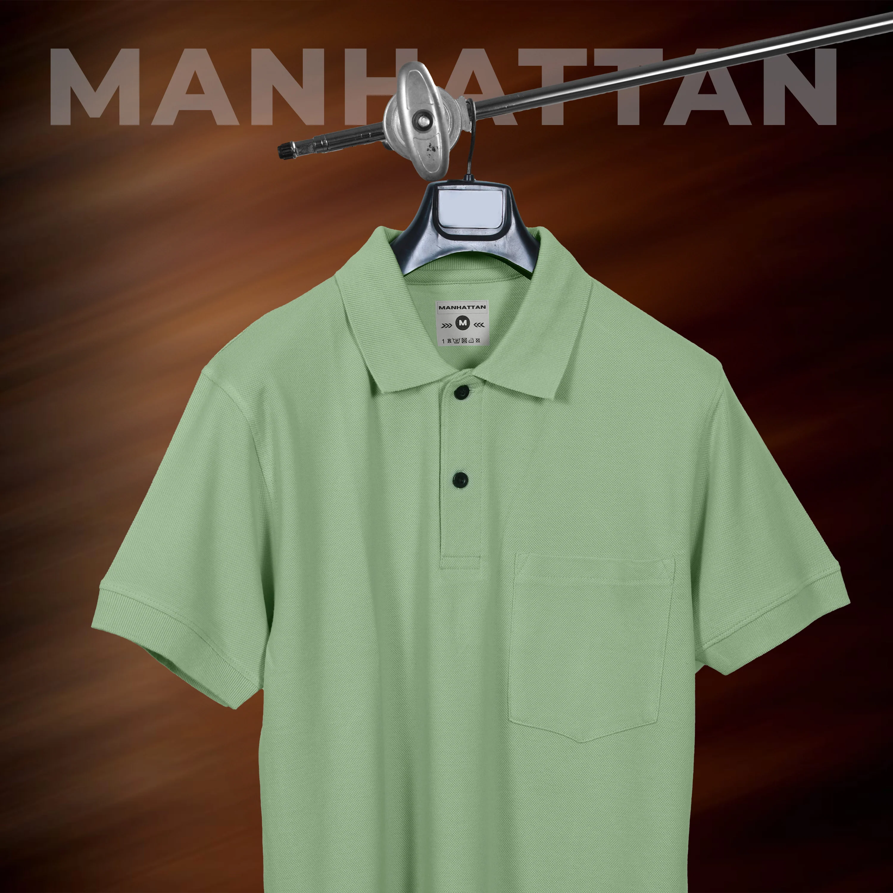 Pure Cotton Polo Pocket T shirts (Light Pista) - Image 4