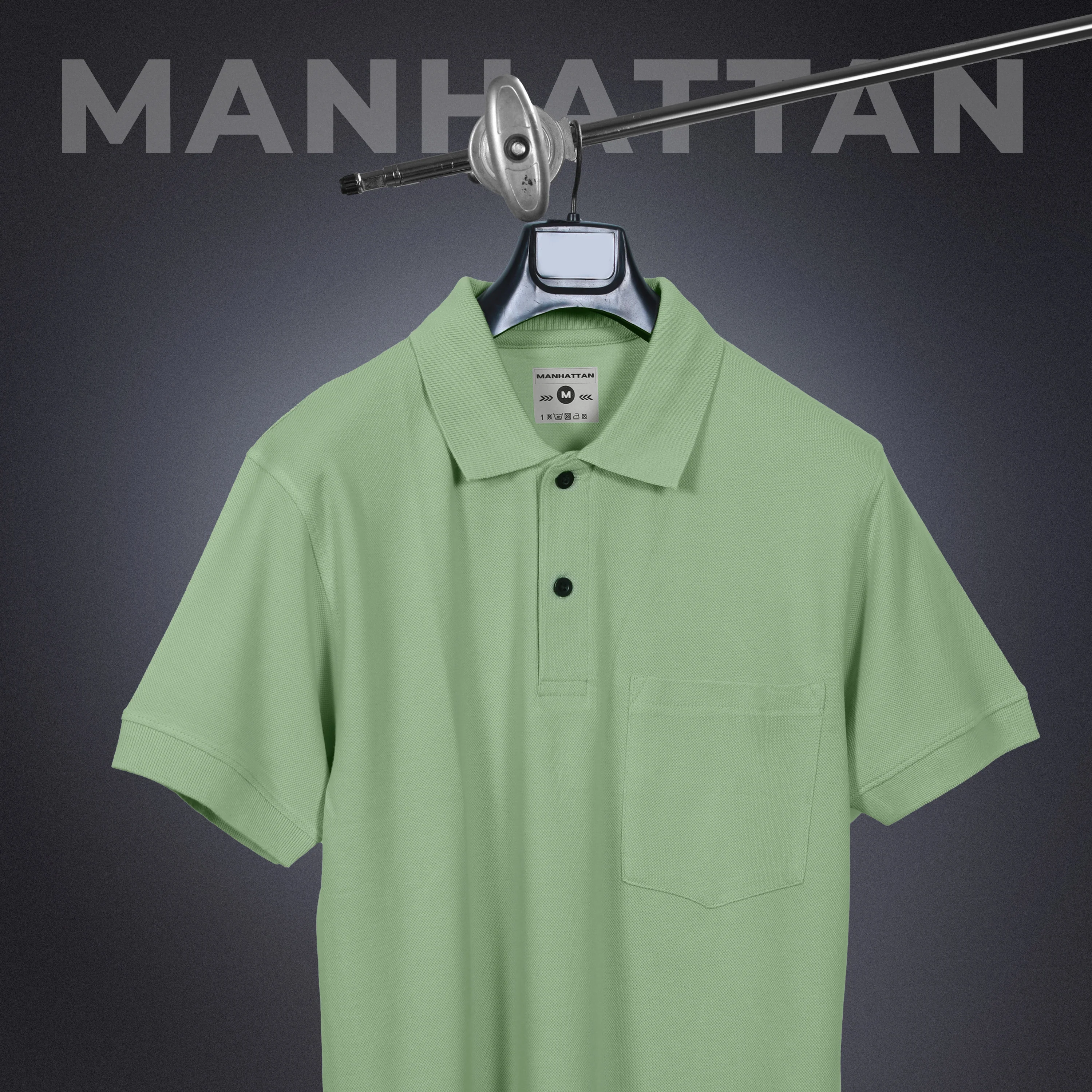 Pure Cotton Polo Pocket T shirts (Light Pista) - Image 5