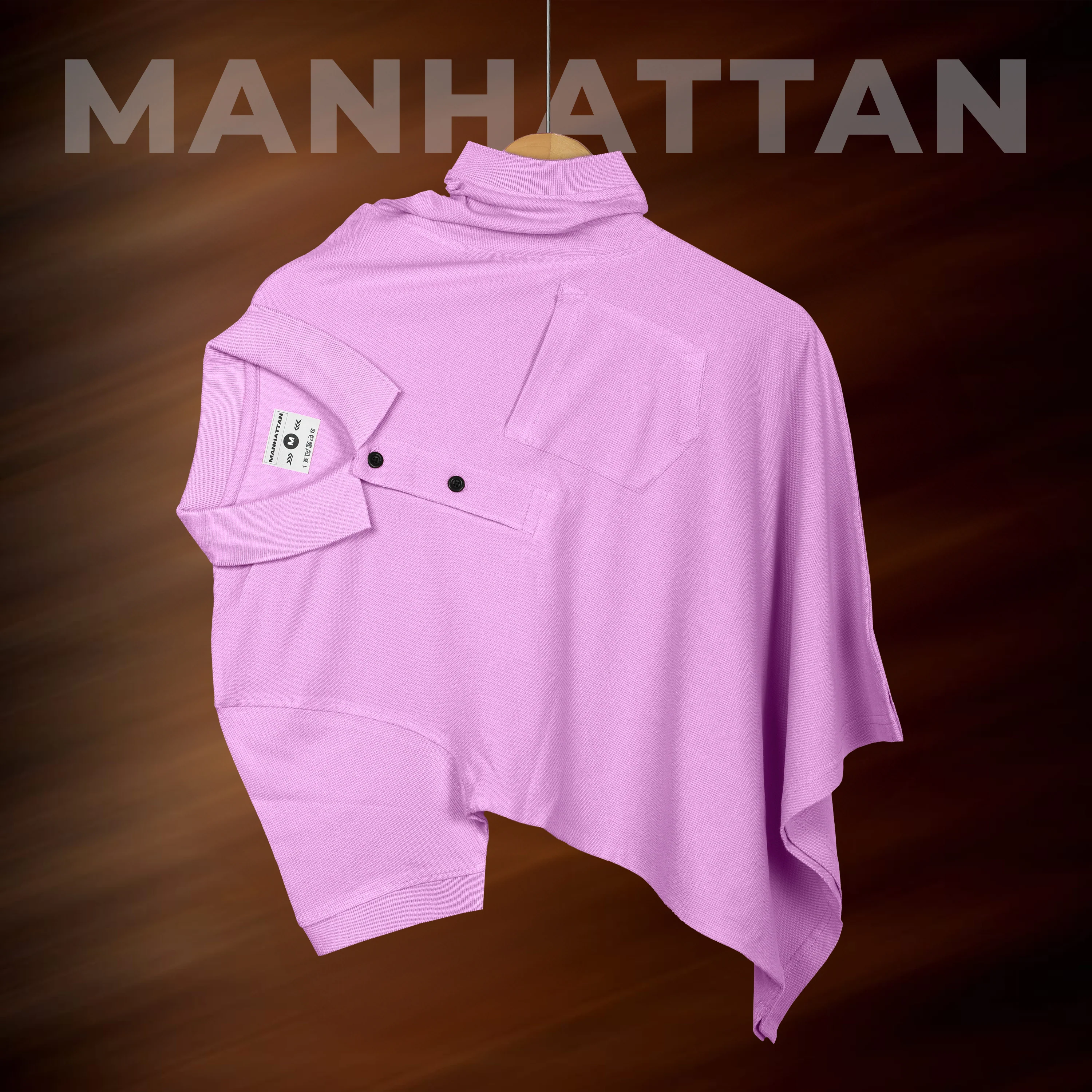 Pure Cotton Polo Pocket T shirts (Lilac) - Image 2