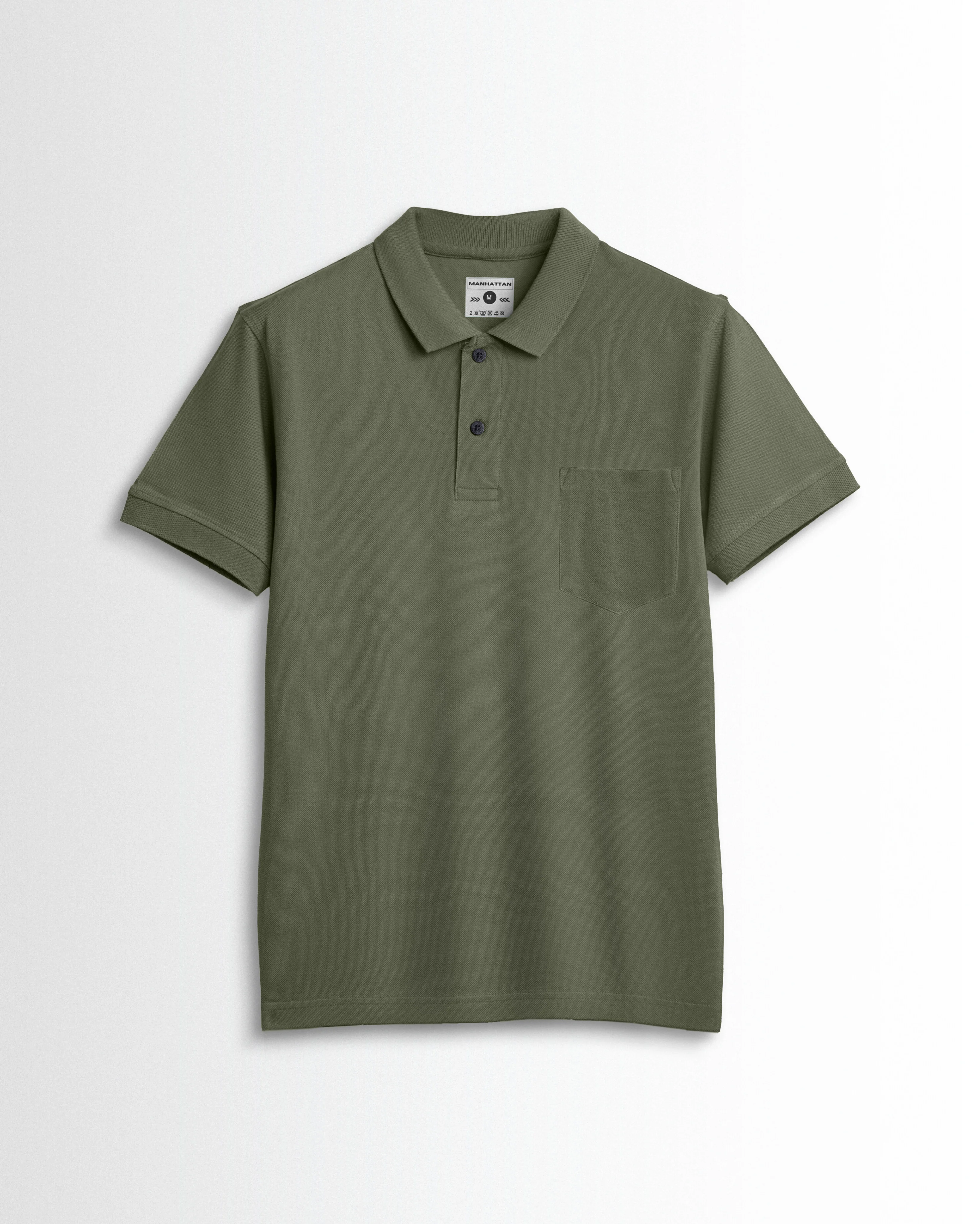 Pure Cotton Polo Pocket T Shirts (Military Green) - Image 2