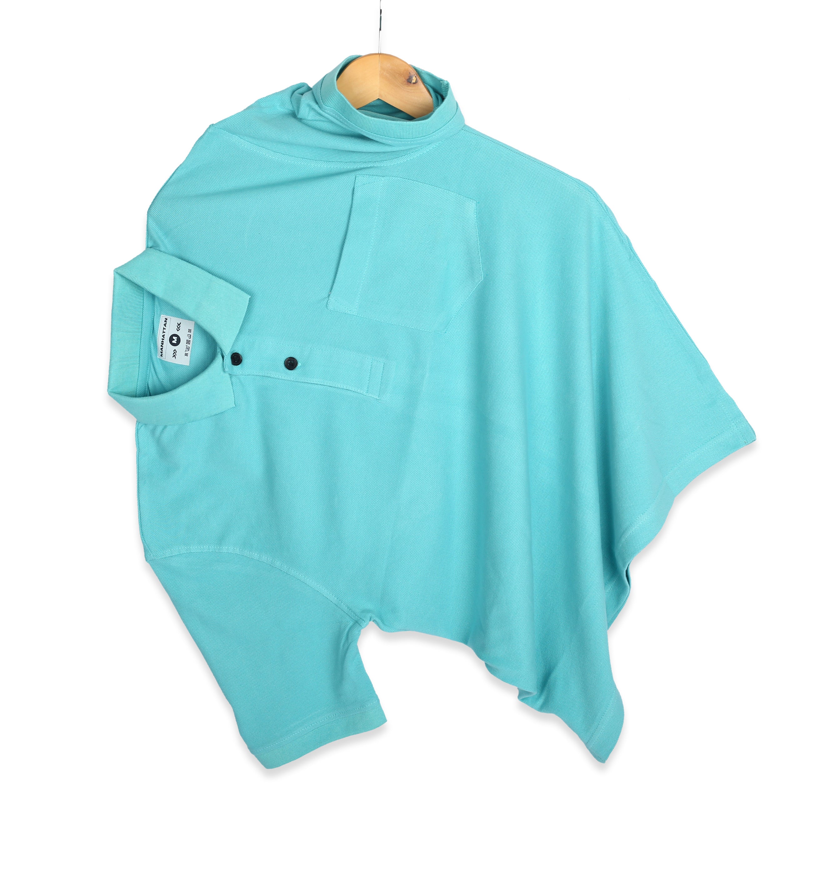 Pure Cotton Polo Pocket T shirts (Mint Blue) - Image 3