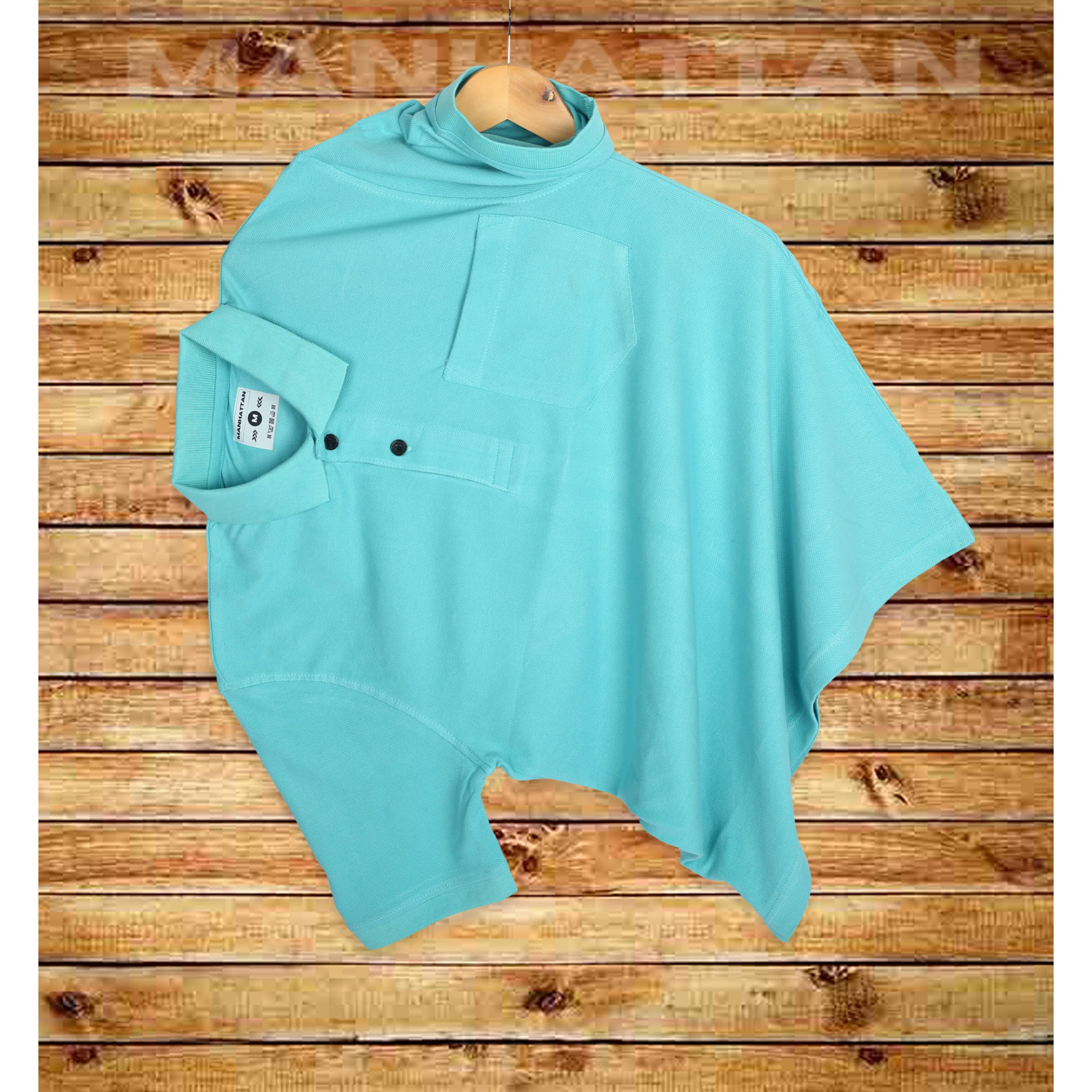 Pure Cotton Polo Pocket T shirts (Mint Blue) - Image 4