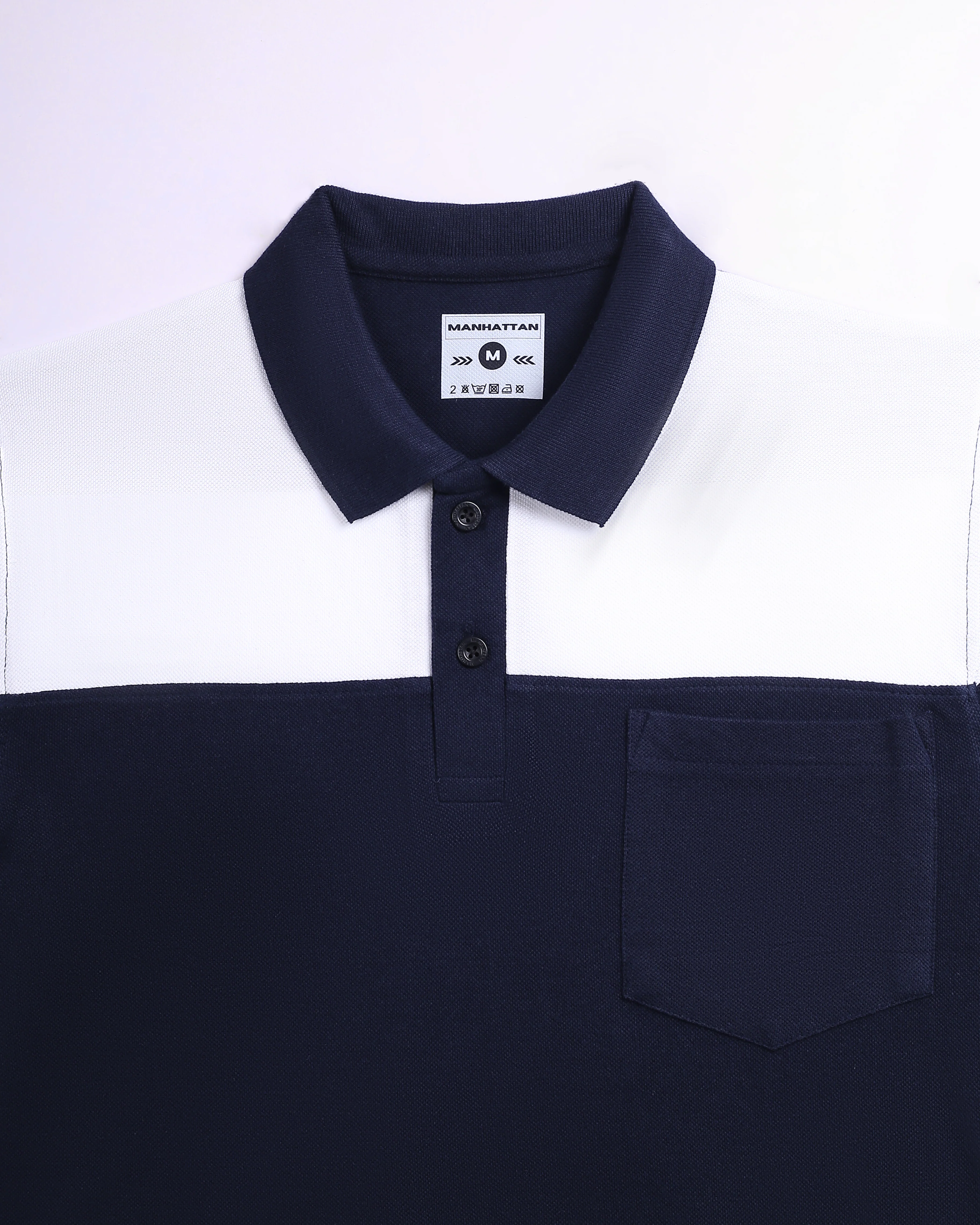 Pure Cotton Polo Pocket T Shirts (Navy/White Combo A) Cut & Sew - Image 4