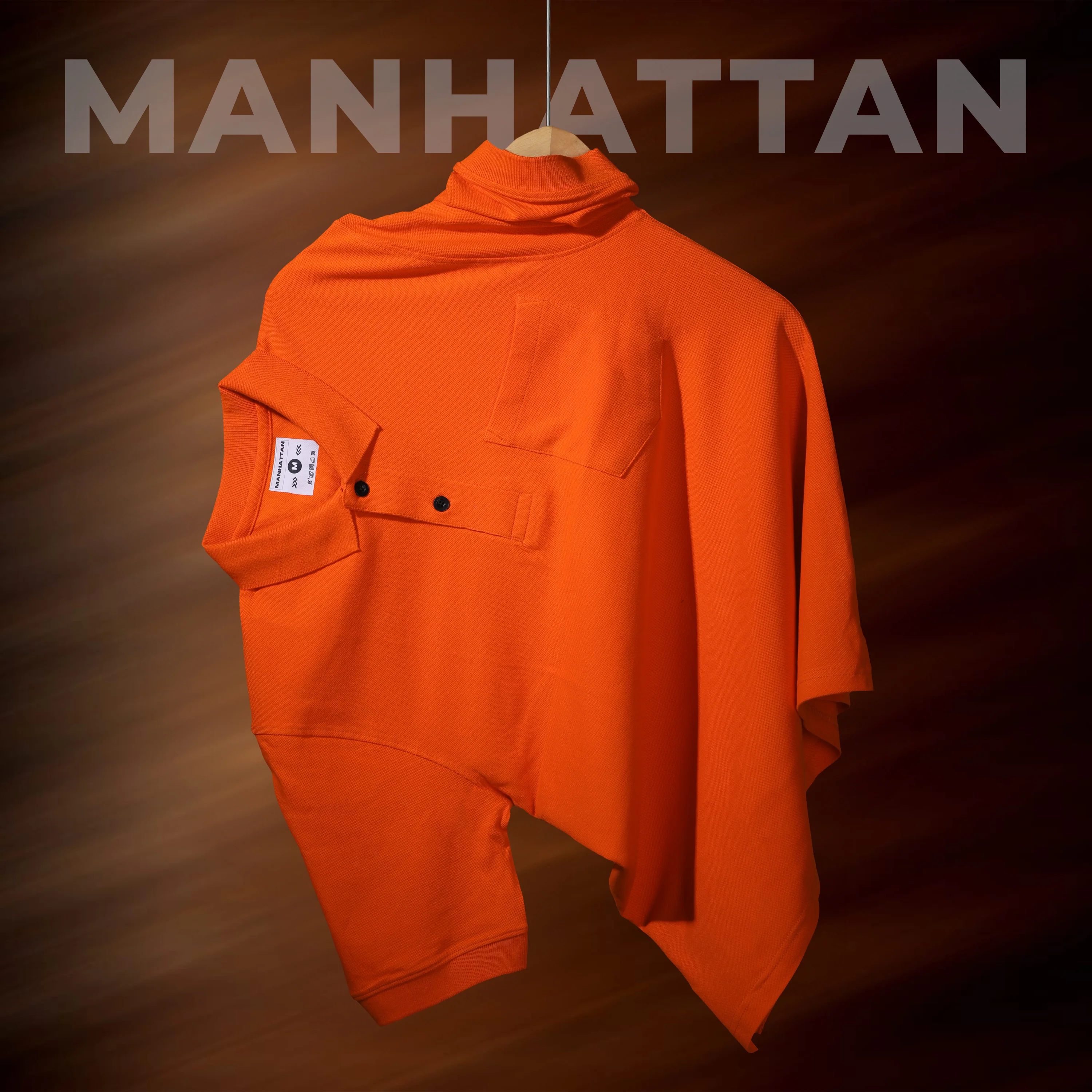 Pure Cotton Polo Pocket T shirts (Orange) - Image 2