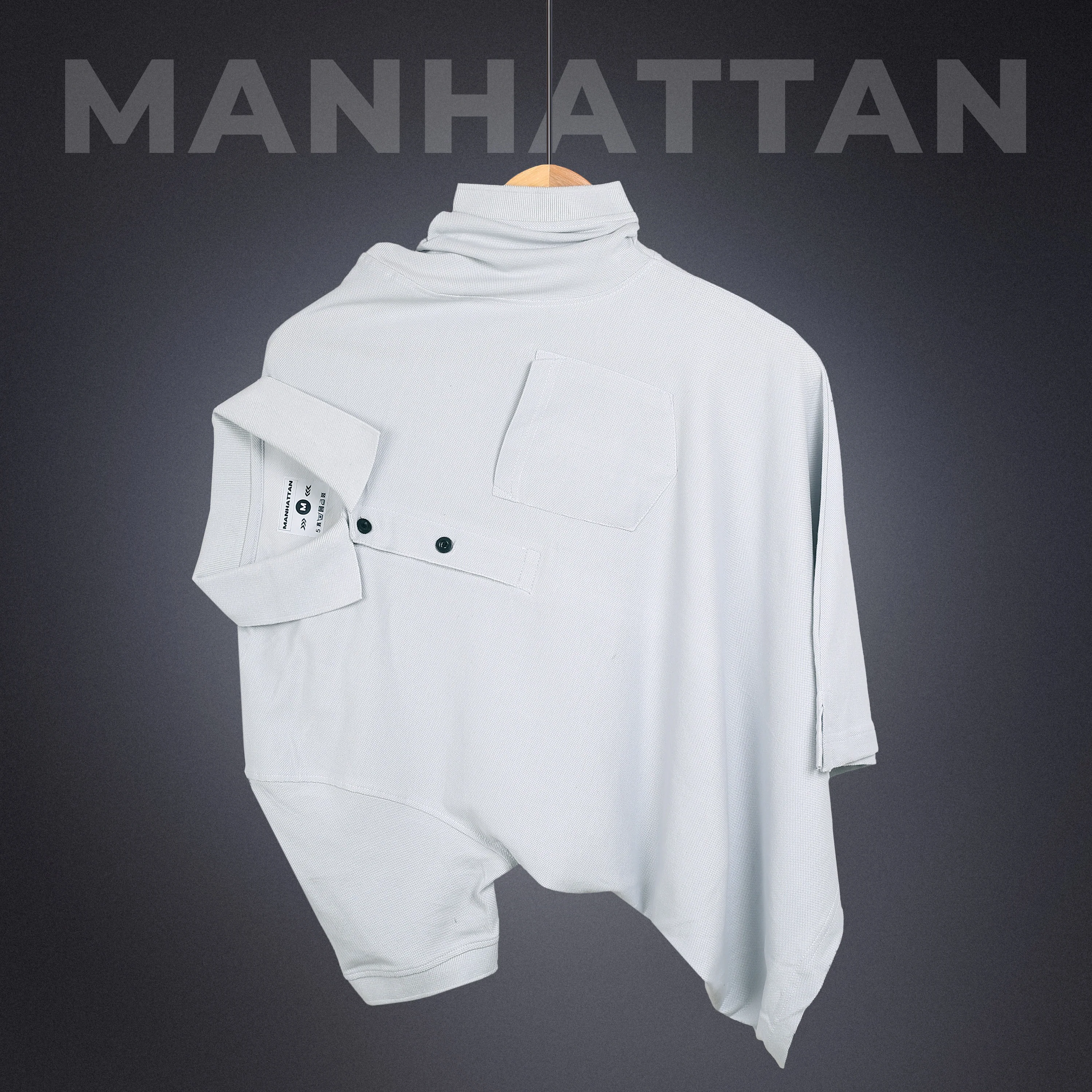 Pure Cotton Polo Pocket T shirts (Pearl Grey) - Image 2
