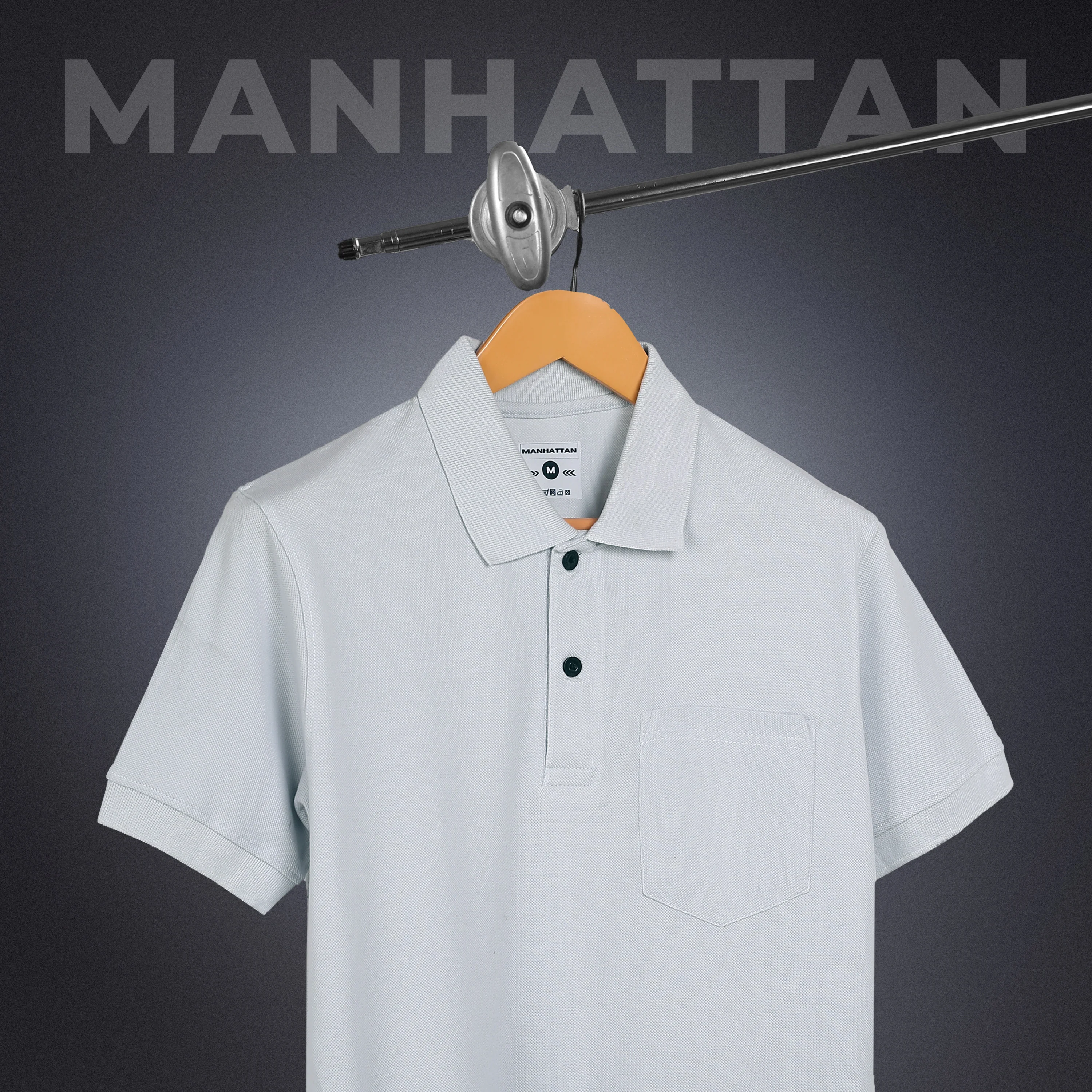 Pure Cotton Polo Pocket T shirts (Pearl Grey) - Image 3