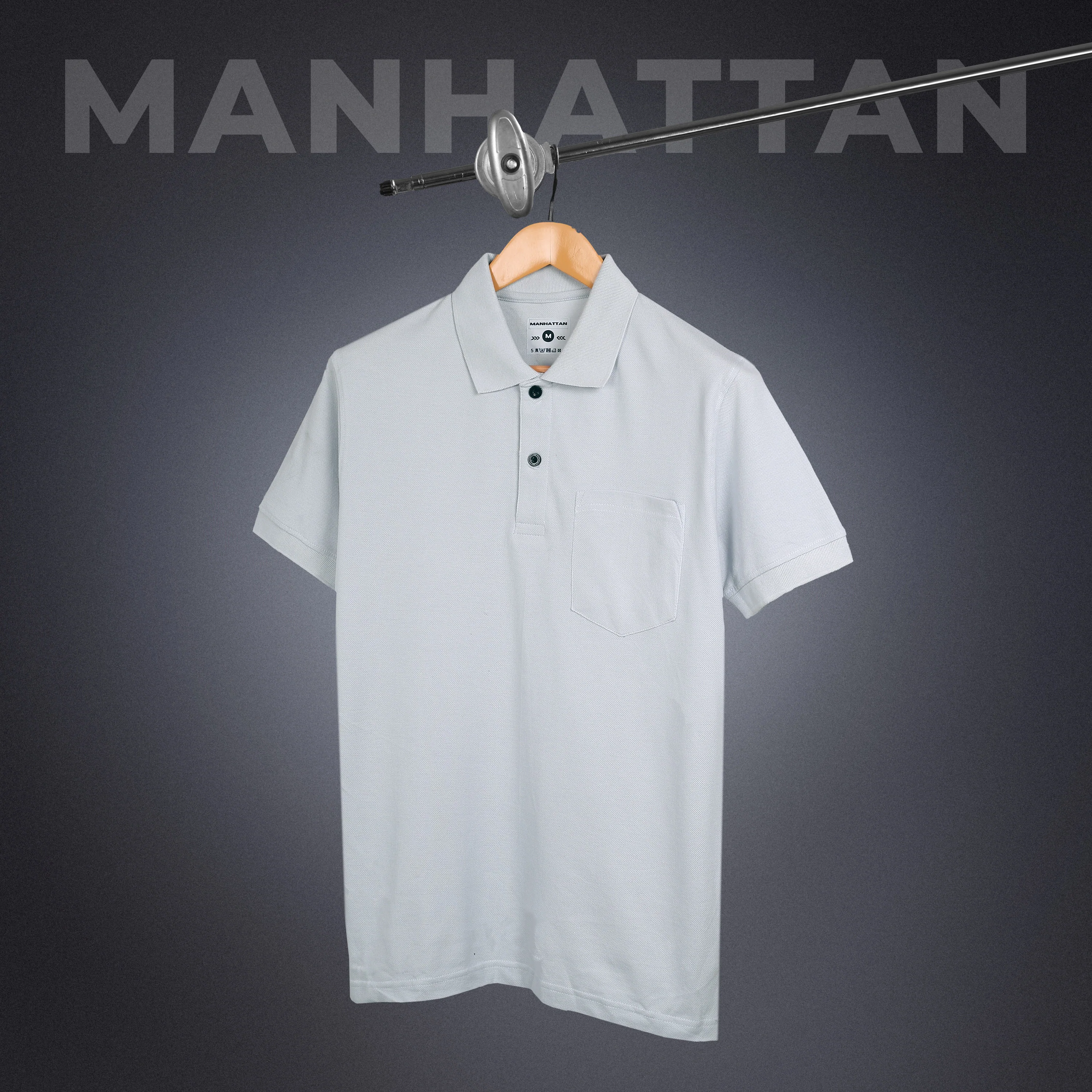 Pure Cotton Polo Pocket T shirts (Pearl Grey) - Image 4