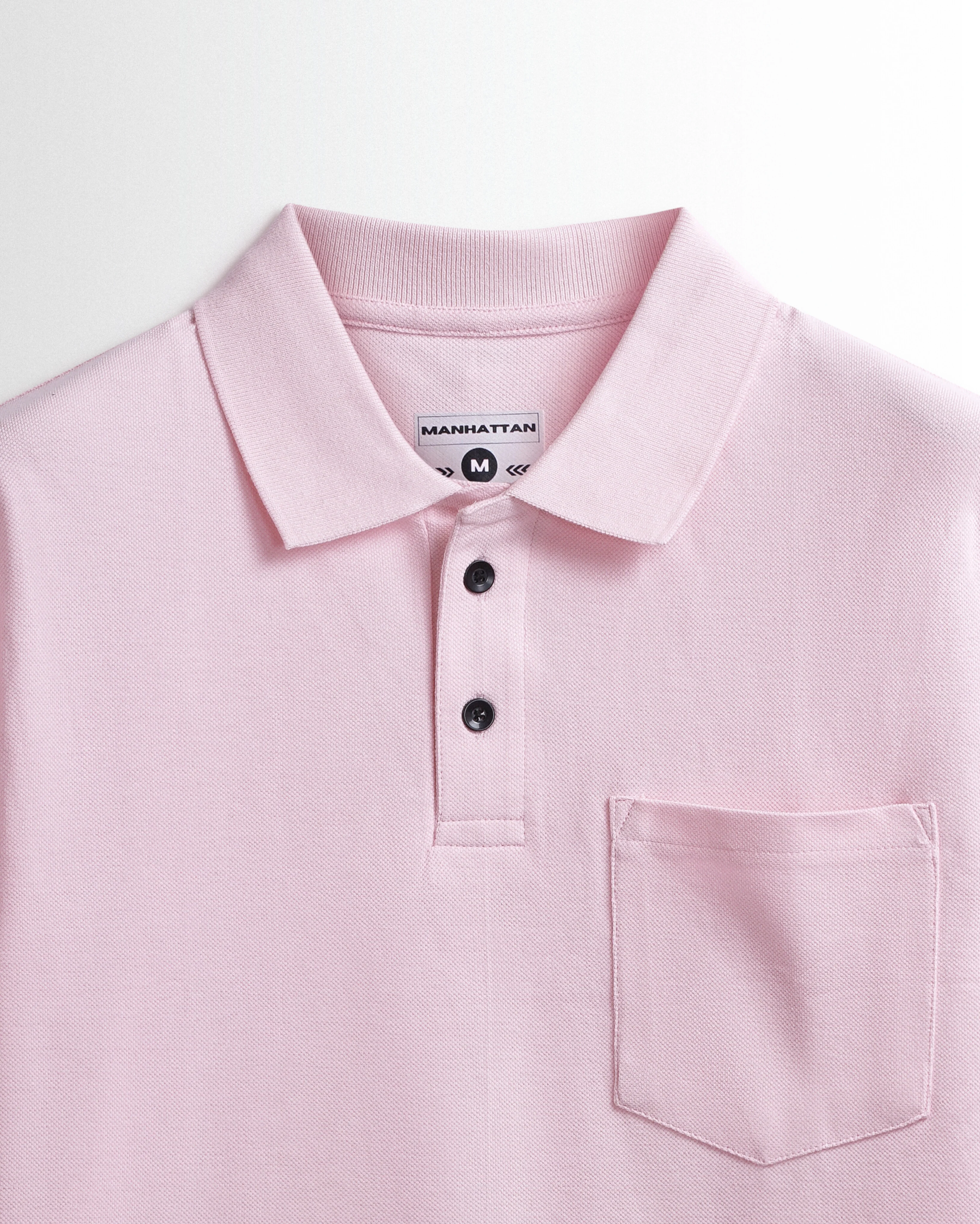 Pure Cotton Polo Pocket T shirts (Pearl Pink) - Image 2
