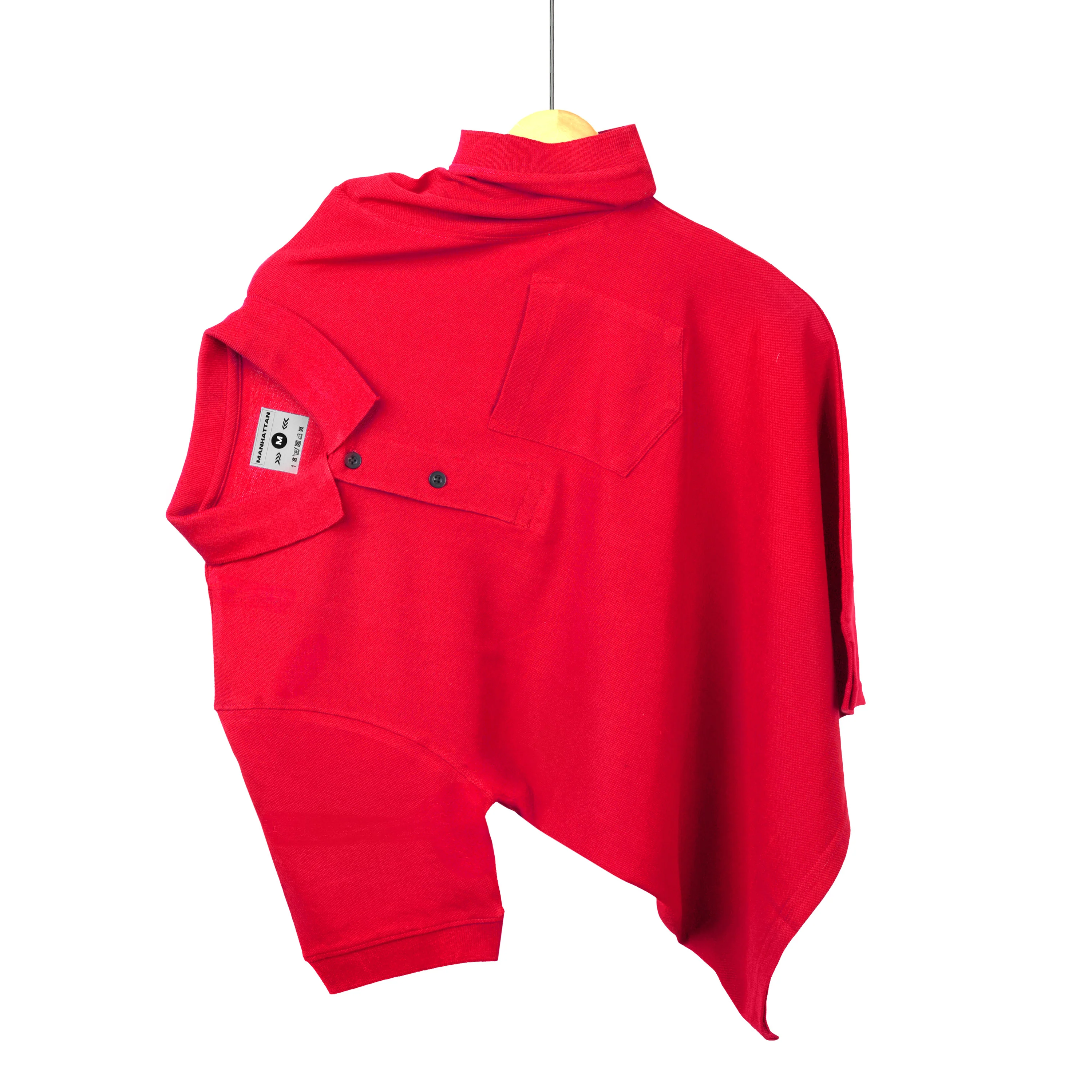 Pure Cotton Polo Pocket T Shirts (True Red) - Image 2