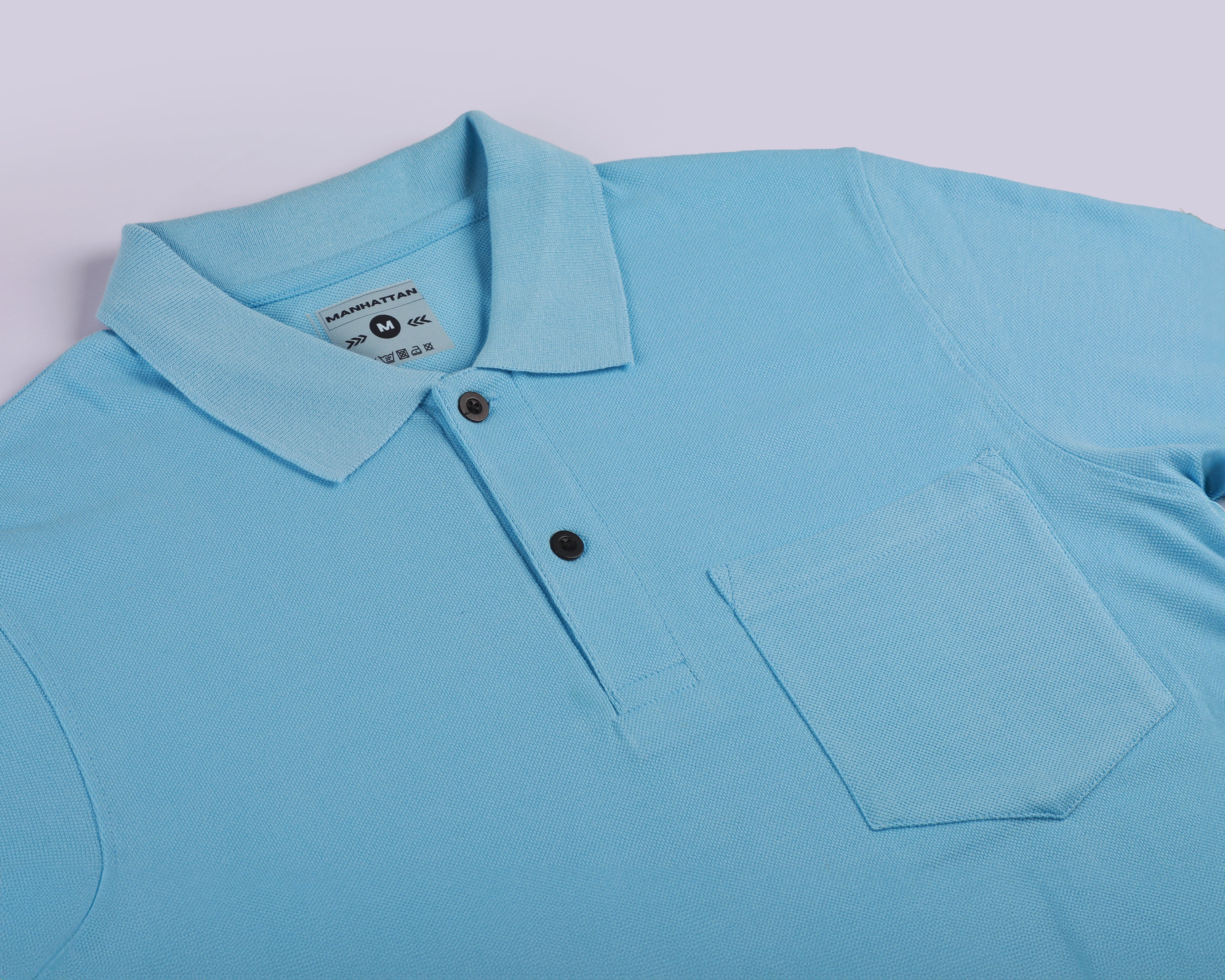 Pure Cotton Polo Pocket T Shirts (Sky Blue) - Image 2