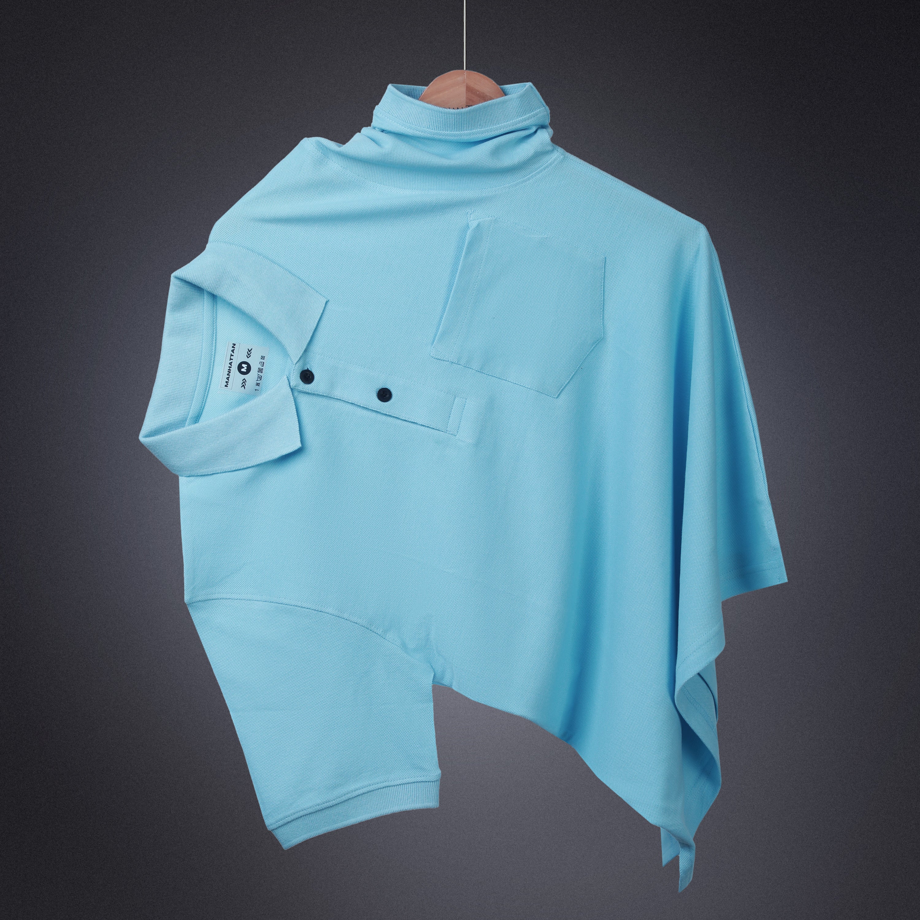 Pure Cotton Polo Pocket T Shirts (Sky Blue) - Image 3