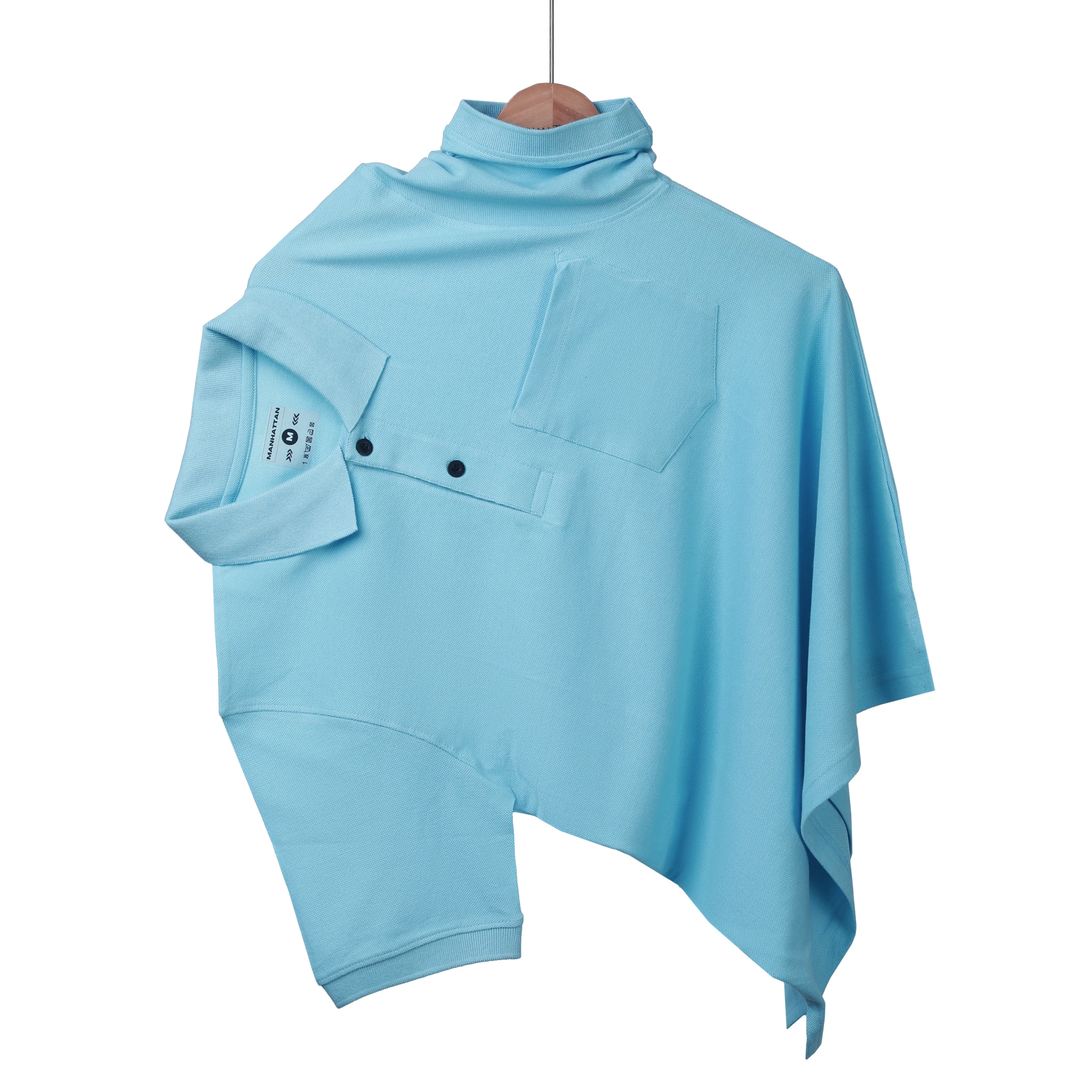 Pure Cotton Polo Pocket T Shirts (Sky Blue) - Image 4