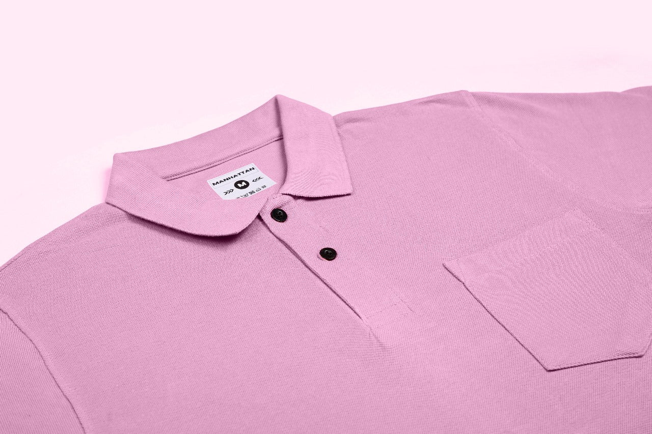 Pure Cotton Polo Pocket T Shirts (Soft Berry) - Image 2