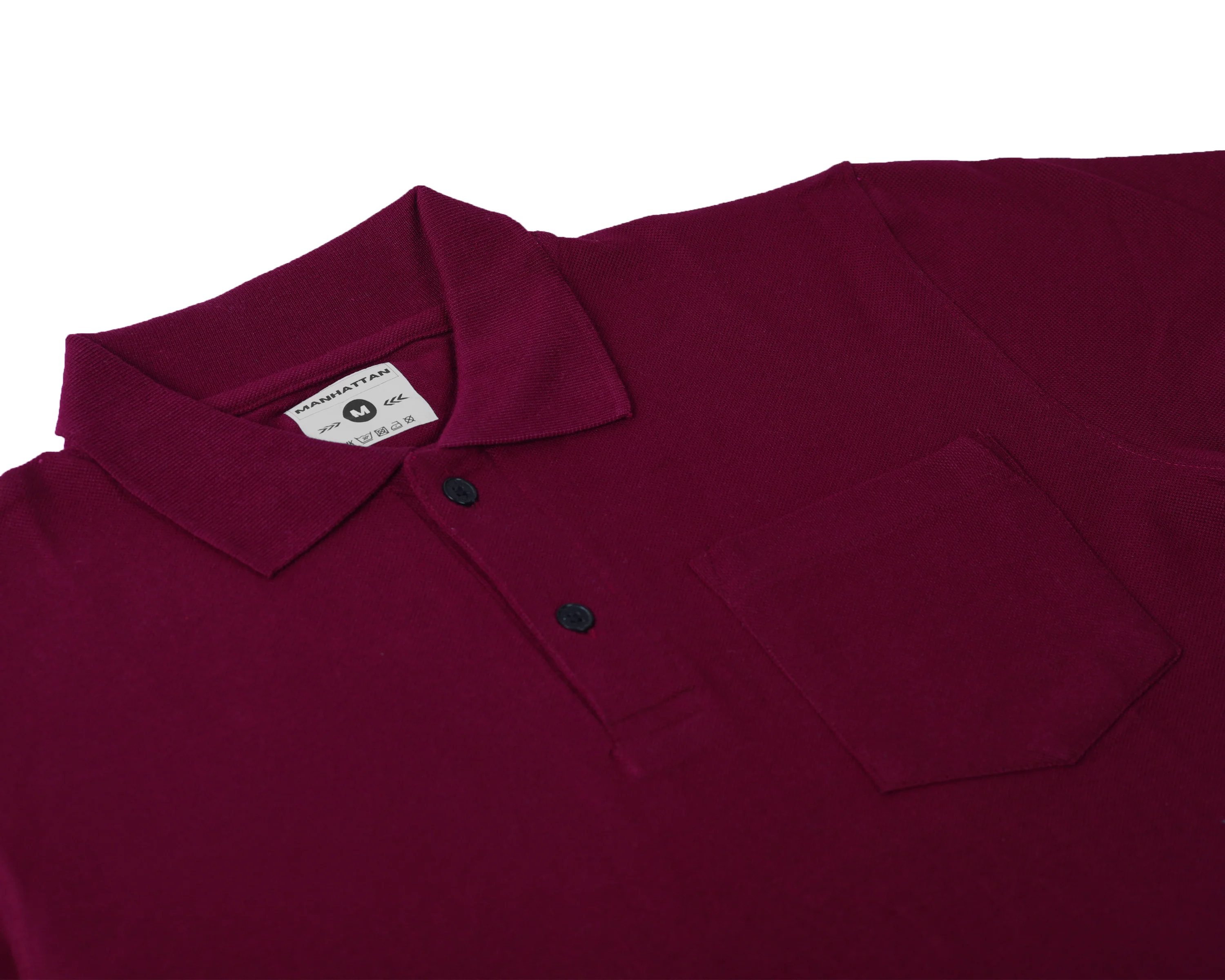 Pure Cotton Polo Pocket T Shirts (Wine Red) - Image 2
