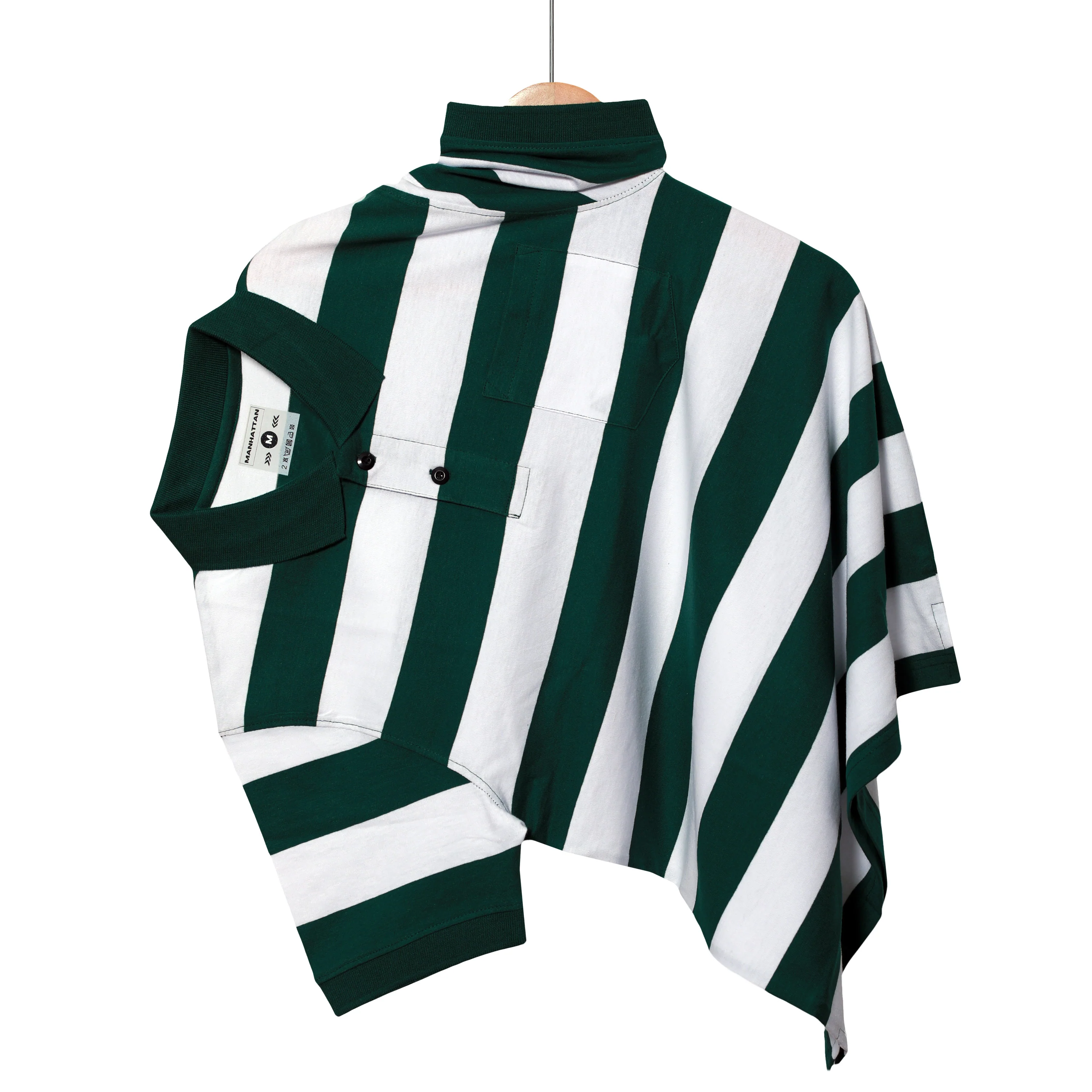 Premium Cotton Striped Polo Pocket (Green/White Stripes) - Image 5