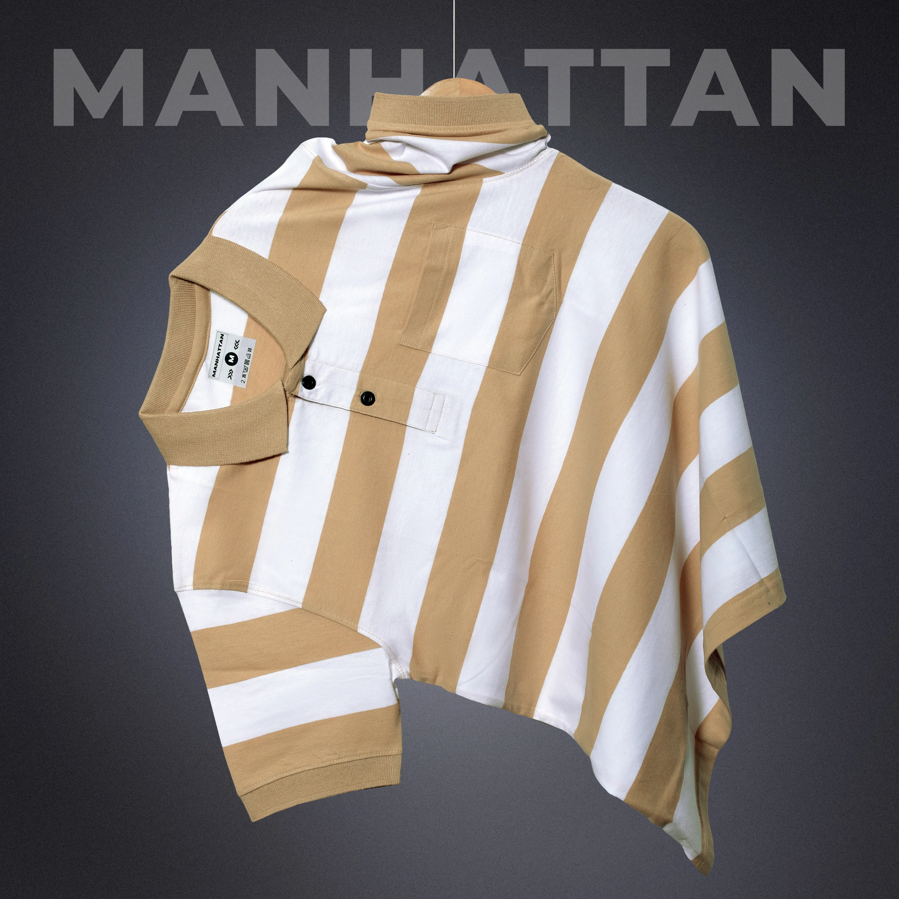 Premium Cotton Striped Polo Pocket (White/Beach Stripes) - Image 3