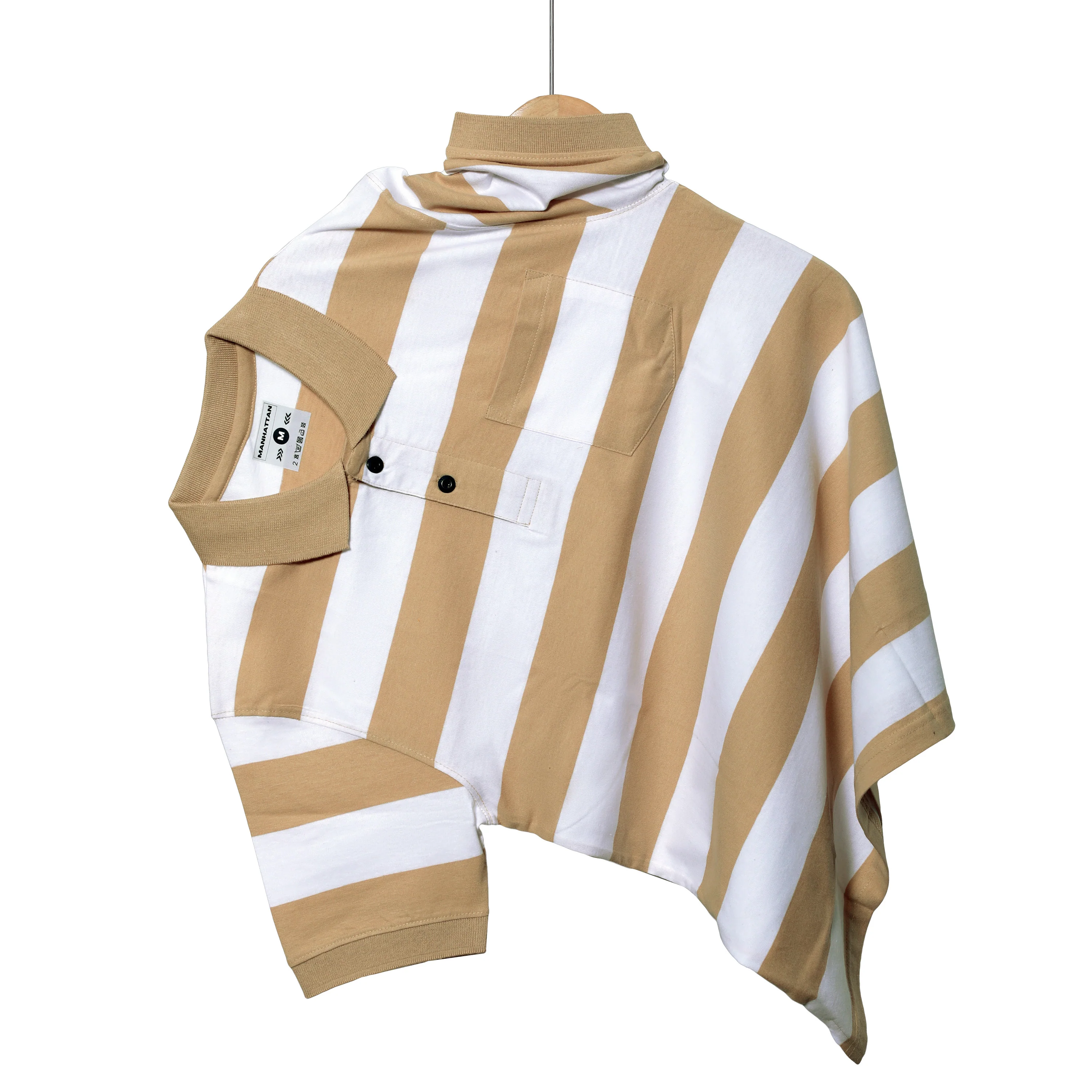 Premium Cotton Striped Polo Pocket (White/Beach Stripes) - Image 4
