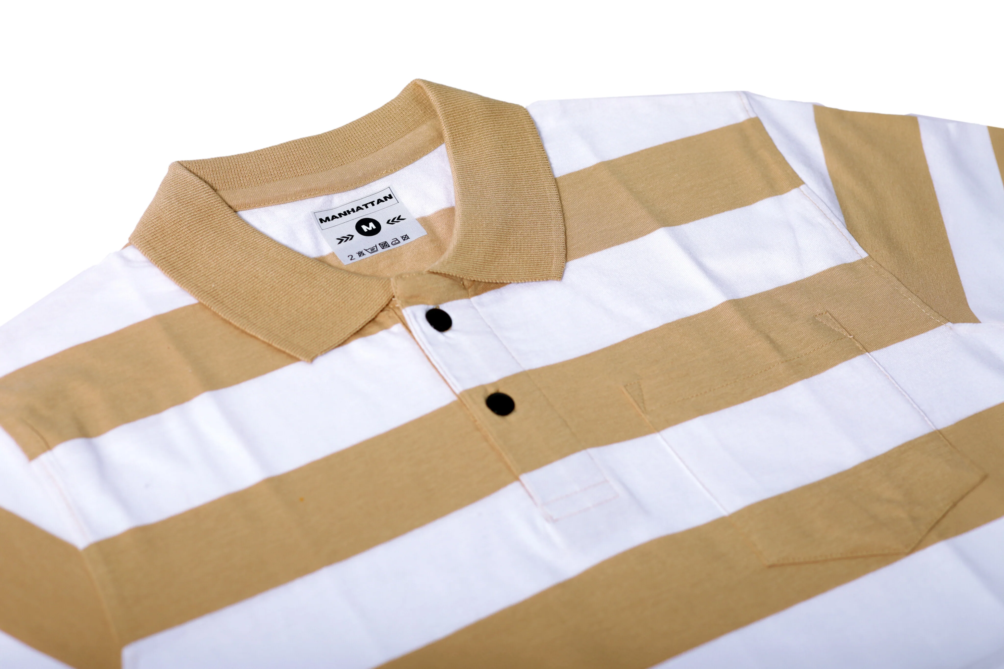 Premium Cotton Striped Polo Pocket (White/Beach Stripes) - Image 6