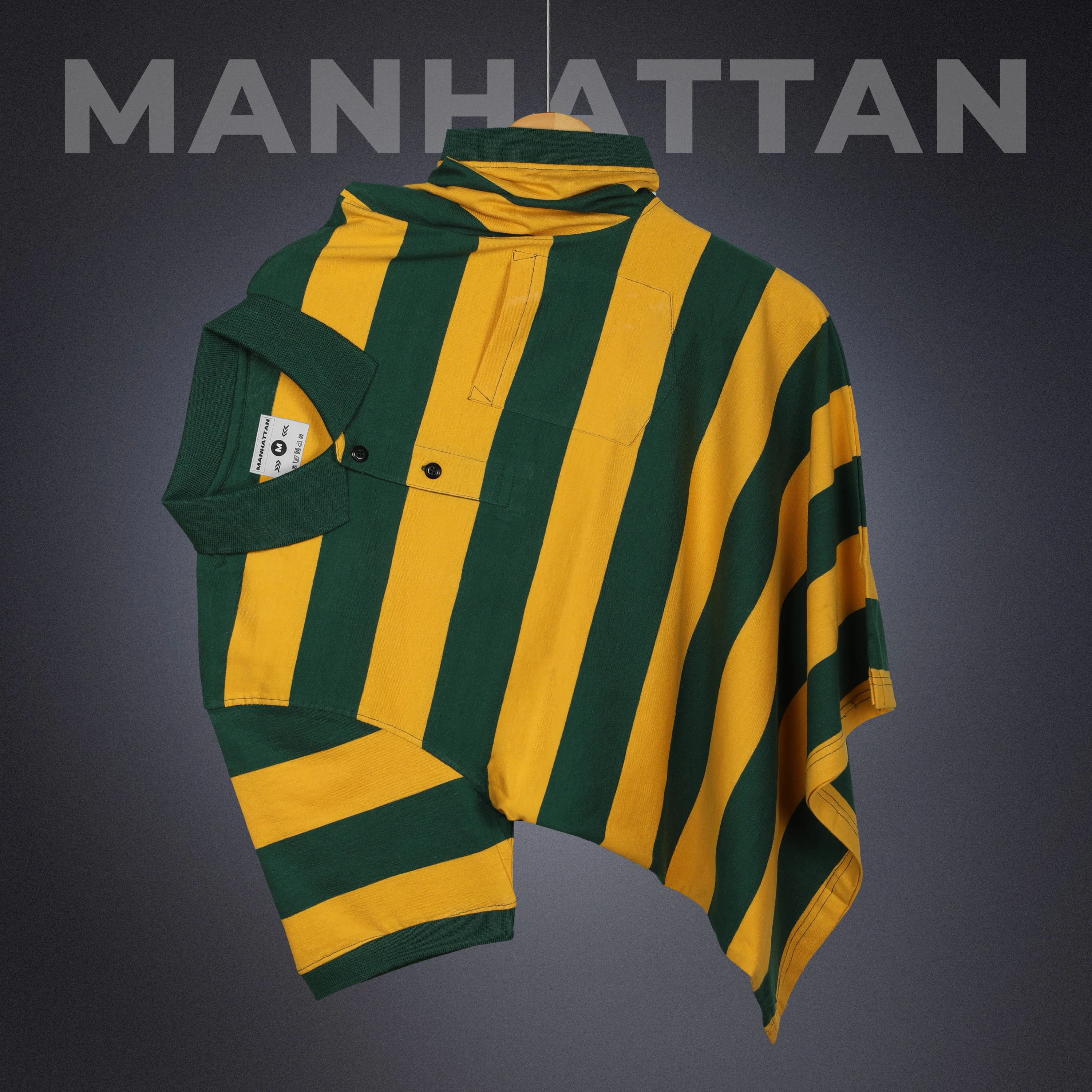 Premium Cotton Striped Polo Pocket (Yellow/Green Stripes) - Image 3
