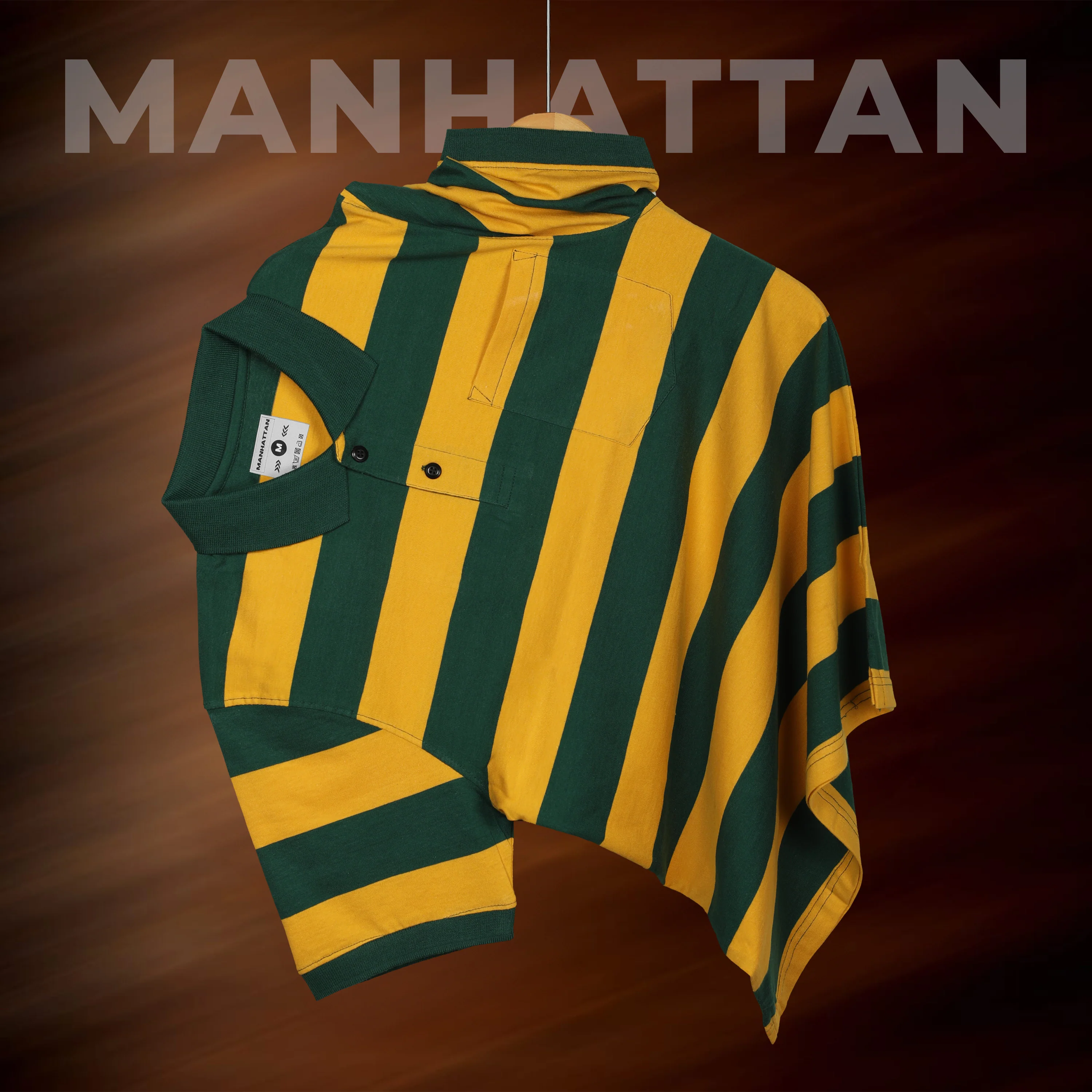 Premium Cotton Striped Polo Pocket (Yellow/Green Stripes) - Image 4