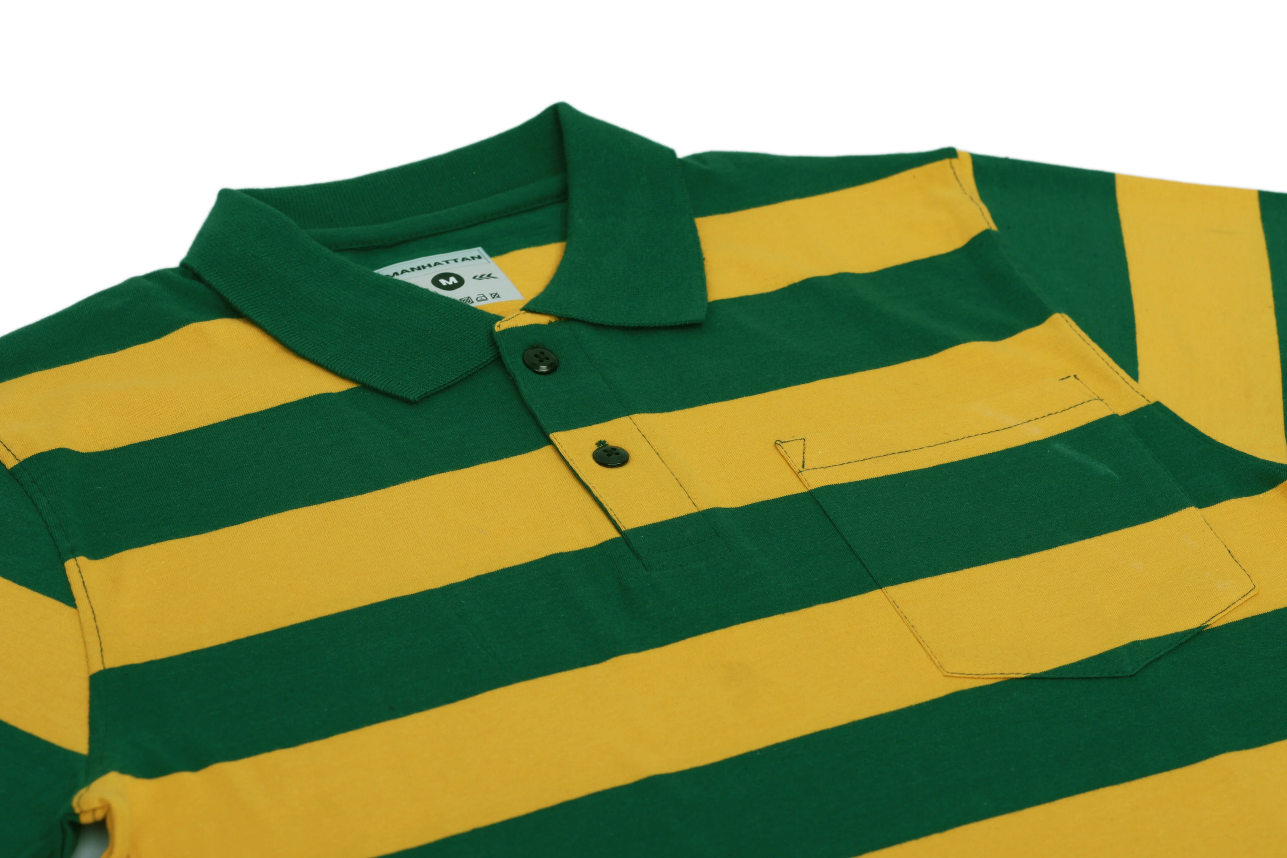 Premium Cotton Striped Polo Pocket (Yellow/Green Stripes) - Image 5