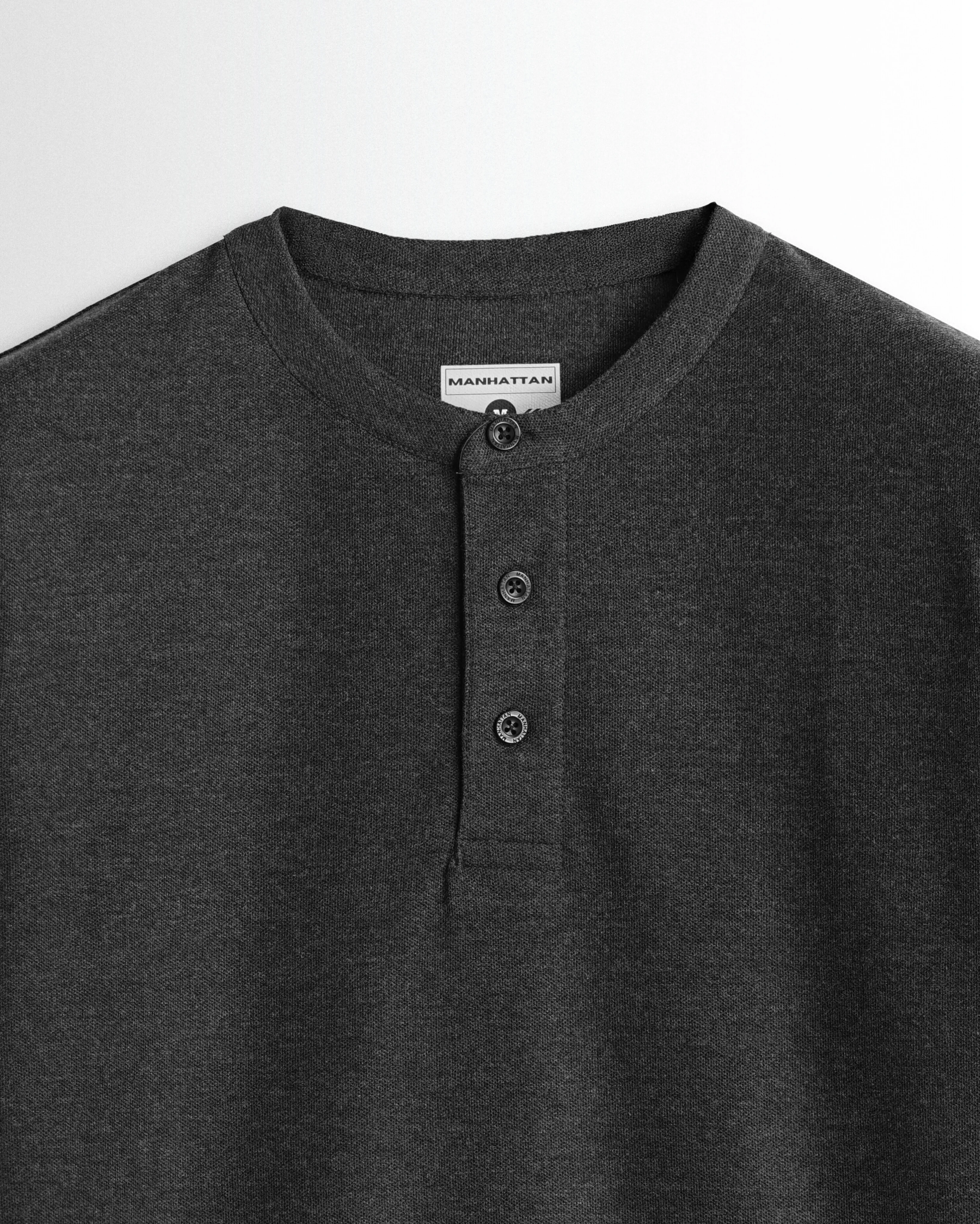 Rich in Cotton Henley Pocket T shirts (Dark Grey) - Image 2