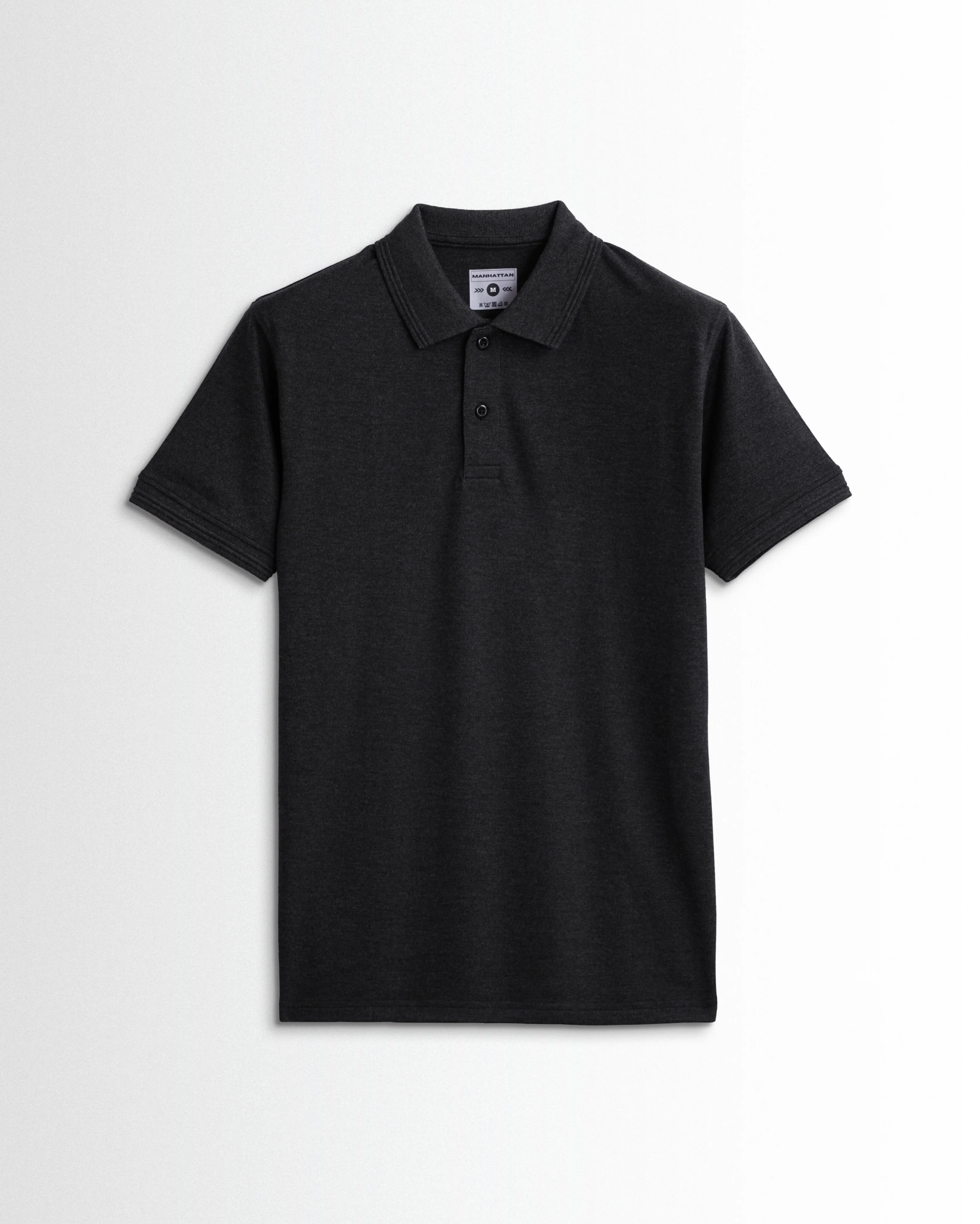 Rich in Cotton Polo Plain T Shirts (Charcoal Melange) Without Pocket