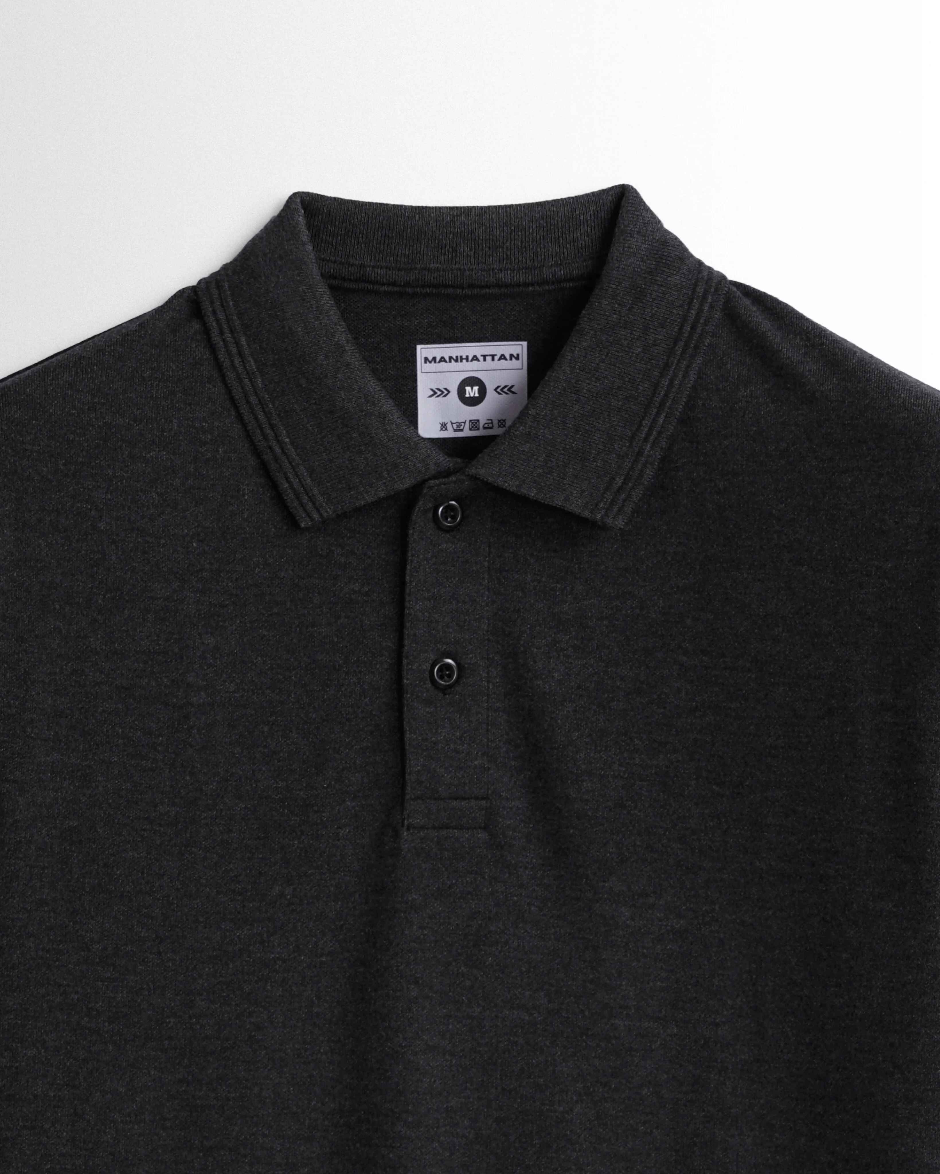 Rich in Cotton Polo Plain T Shirts (Charcoal Melange) Without Pocket - Image 2