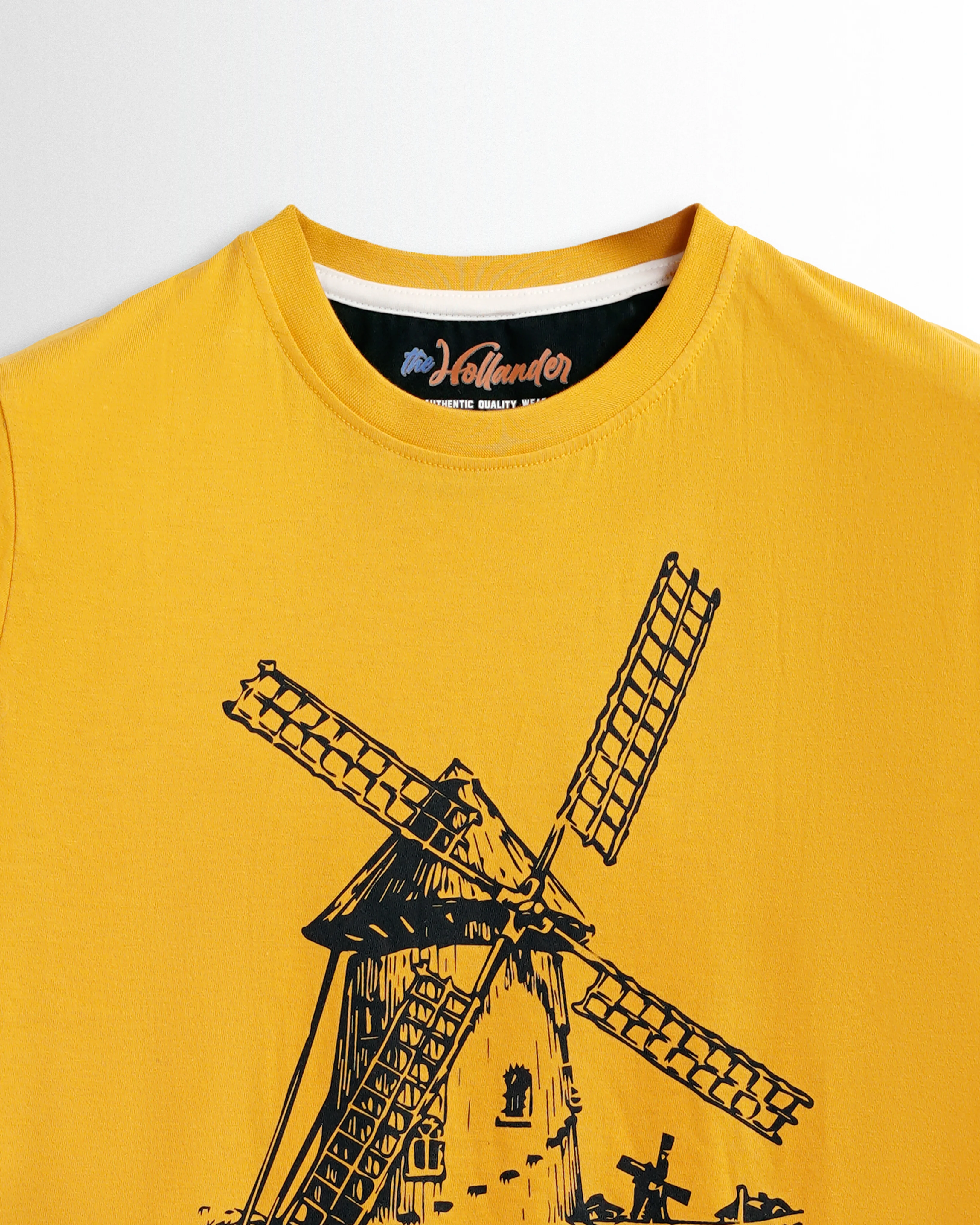 Round Neck Mustard Yellow Printed - Image 3