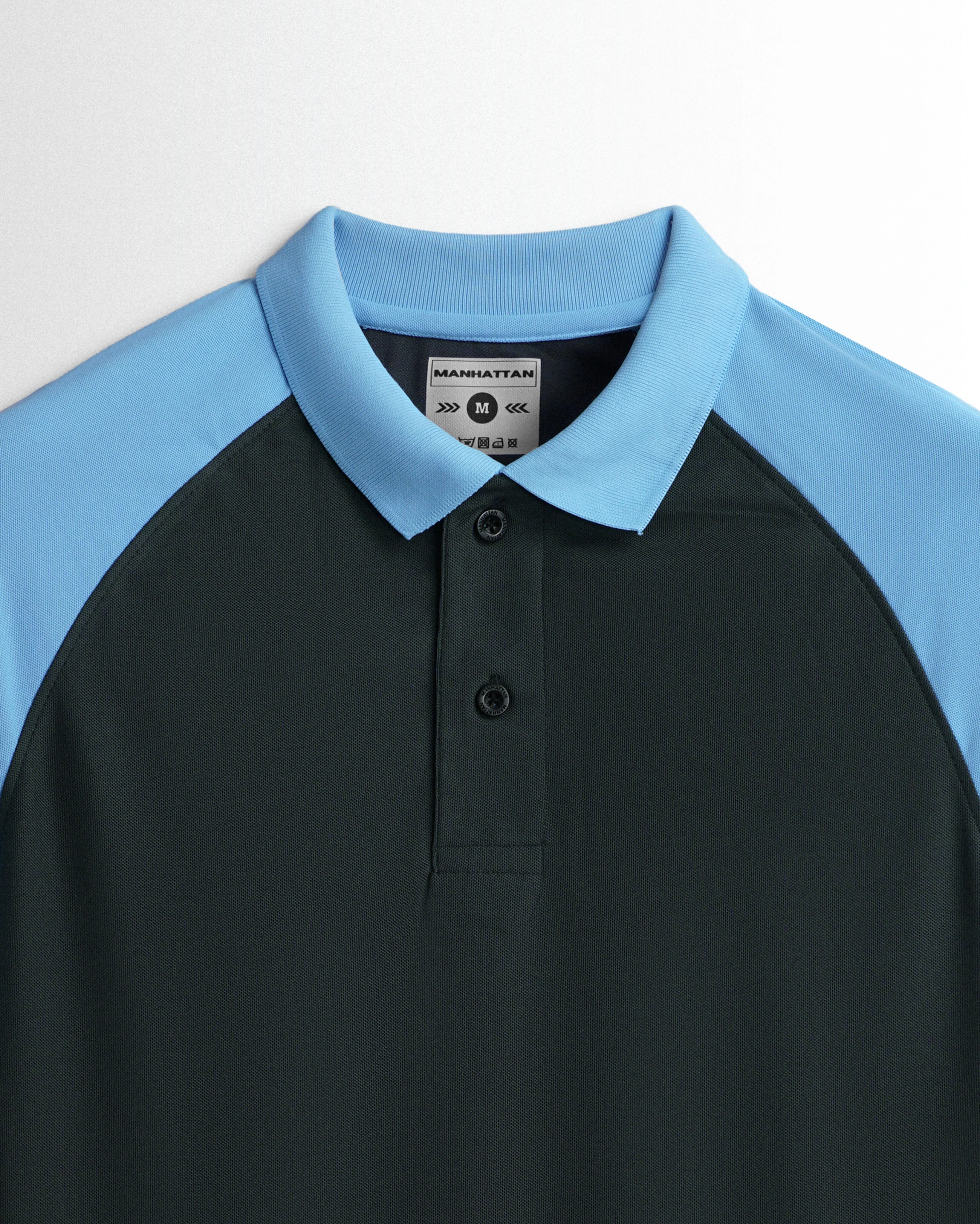 Sports Dry Fit Sky Blue/Grey Raglan Polo T Shirts - Image 2
