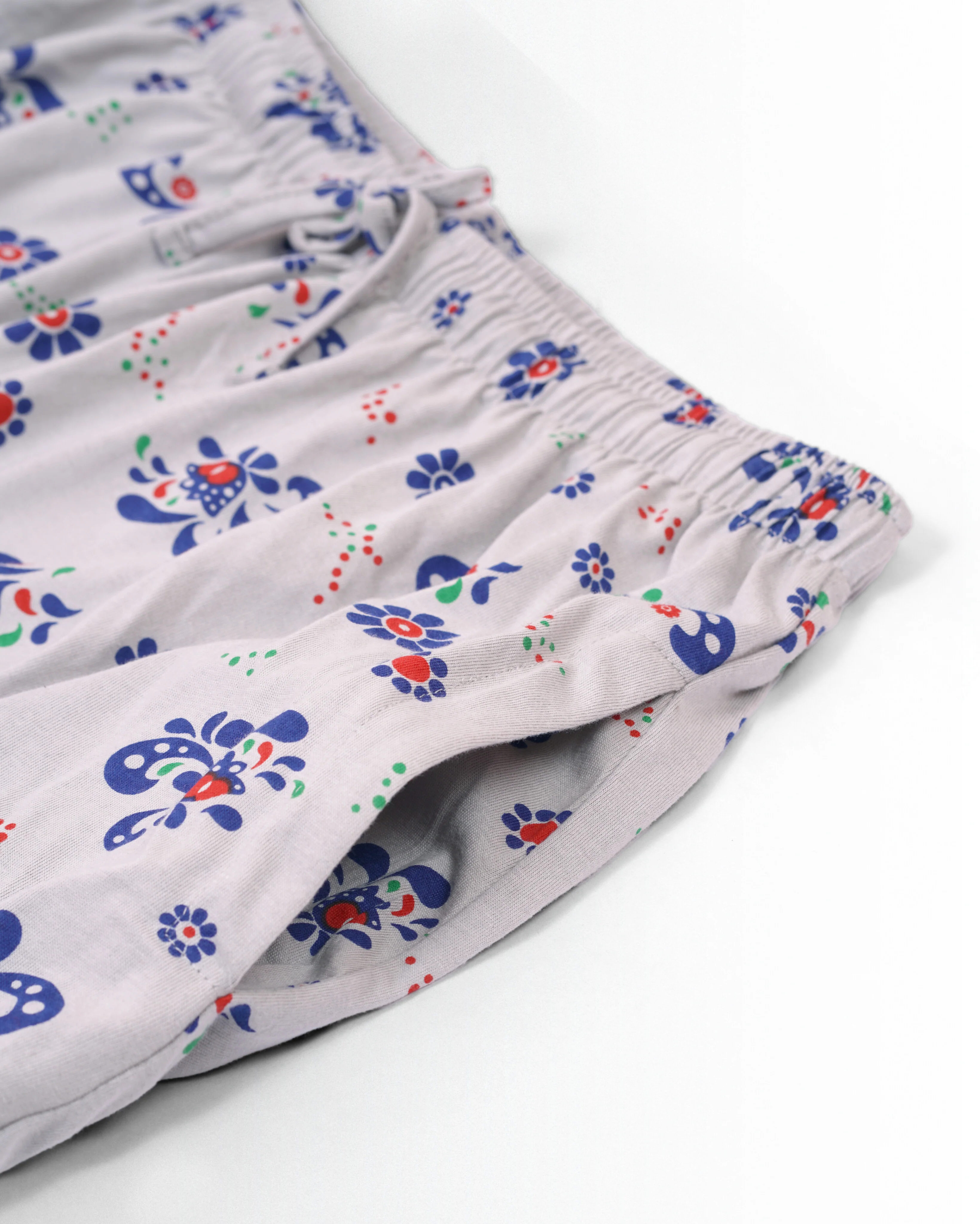 Women's Co ord set Grey Blue Flower - Image 4
