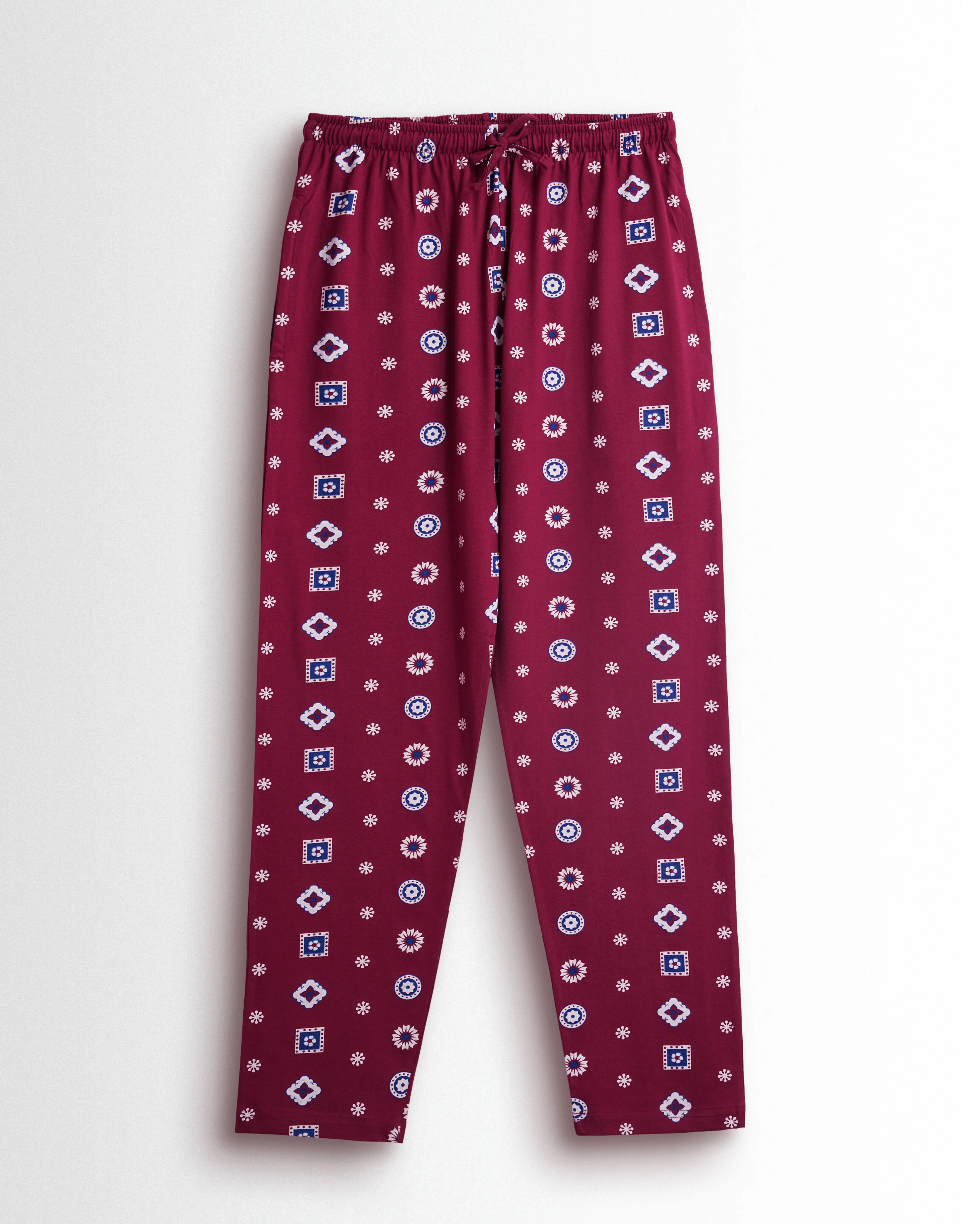 Women's Co ord set Maroon White Flower - Image 3