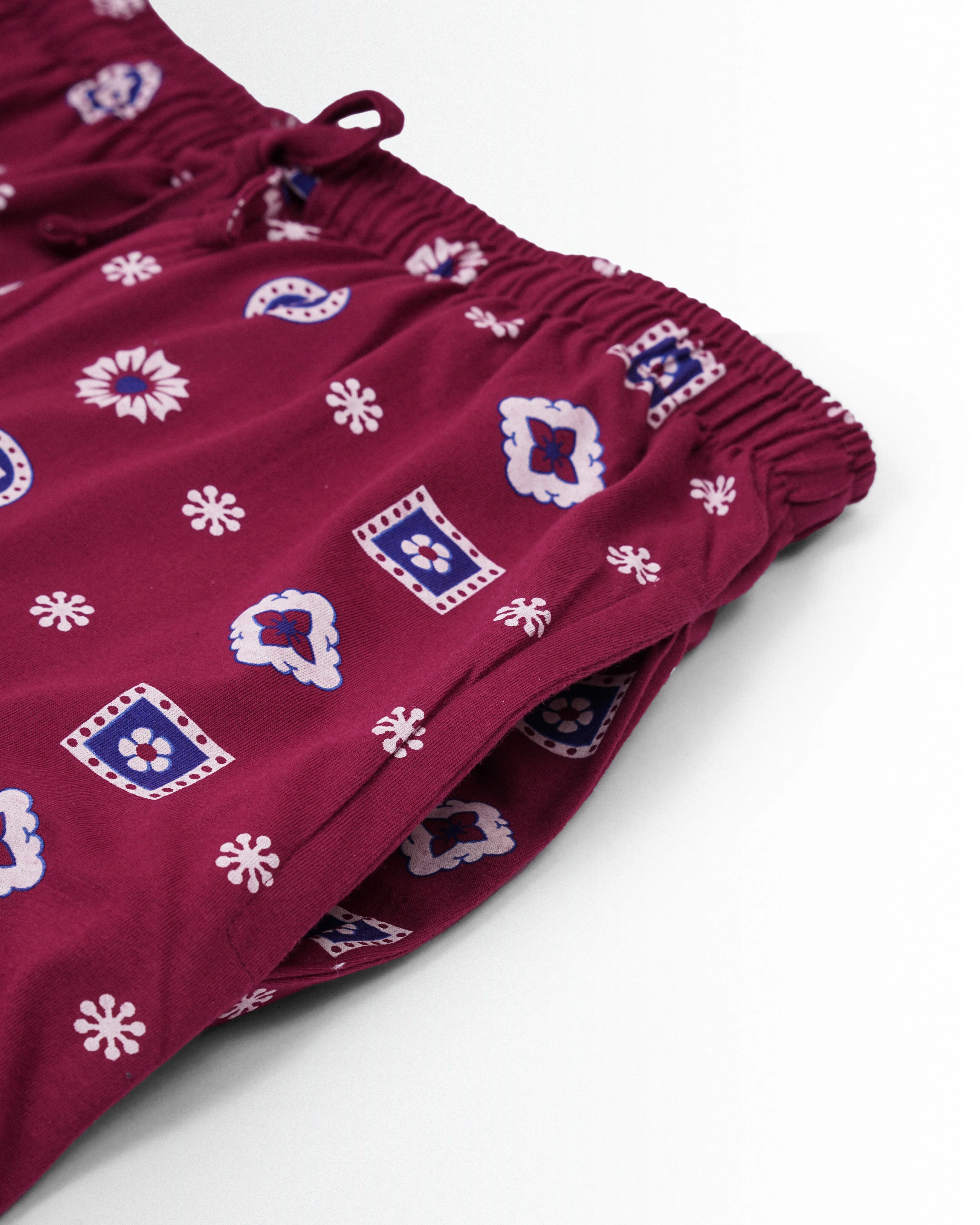 Women's Co ord set Maroon White Flower - Image 5