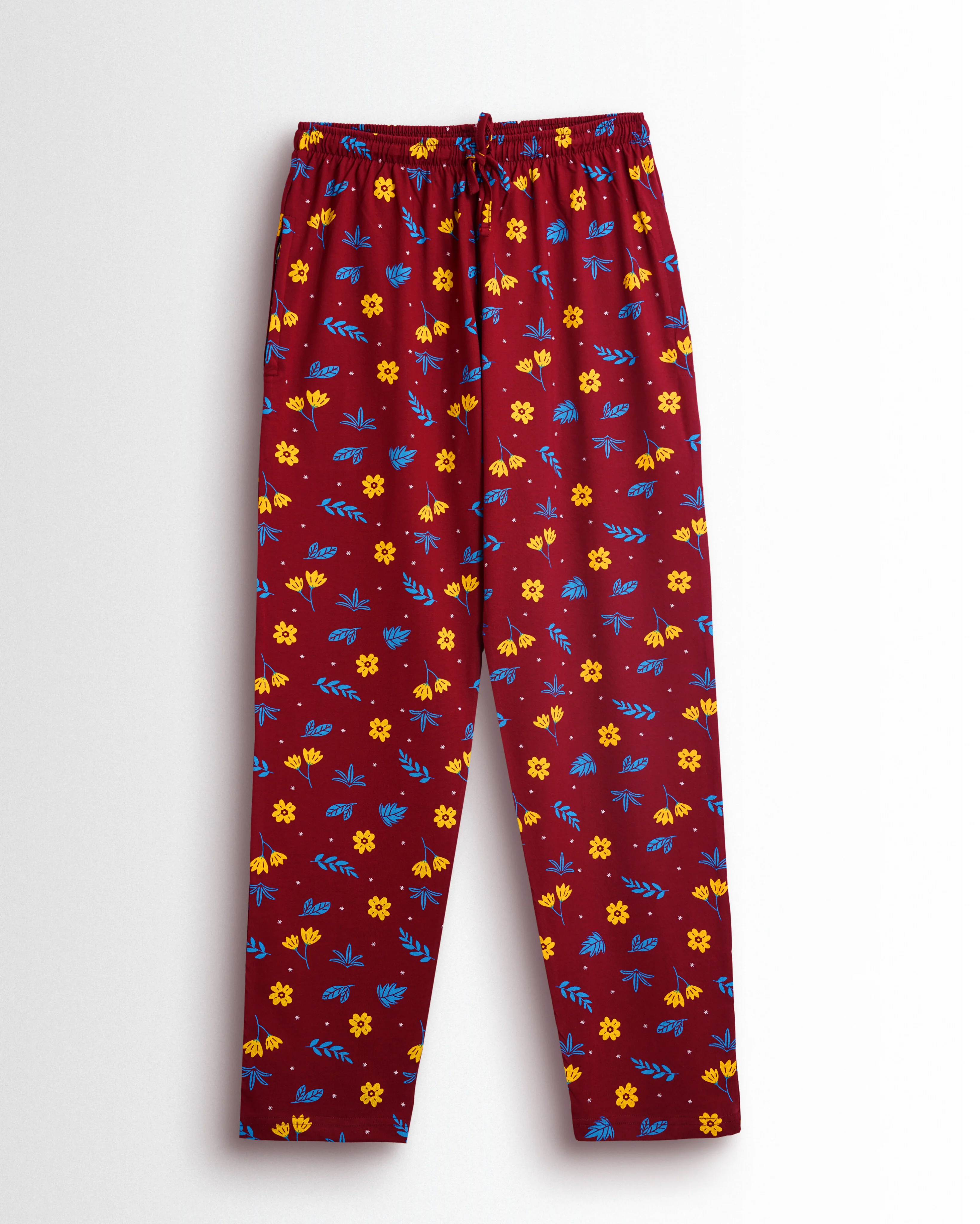 Women's Co ord set Maroon Yellow Flower - Image 2