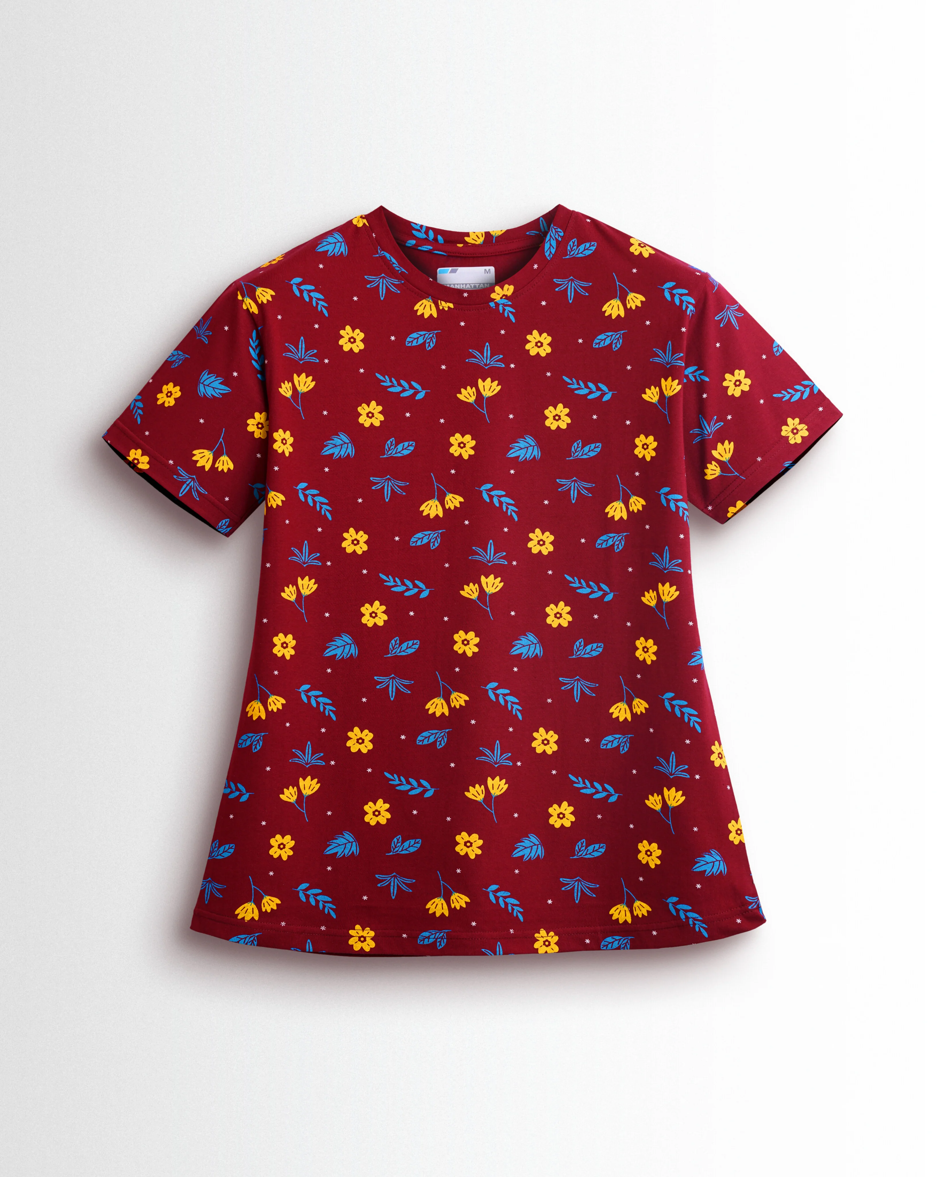 Women's Co ord set Maroon Yellow Flower - Image 3