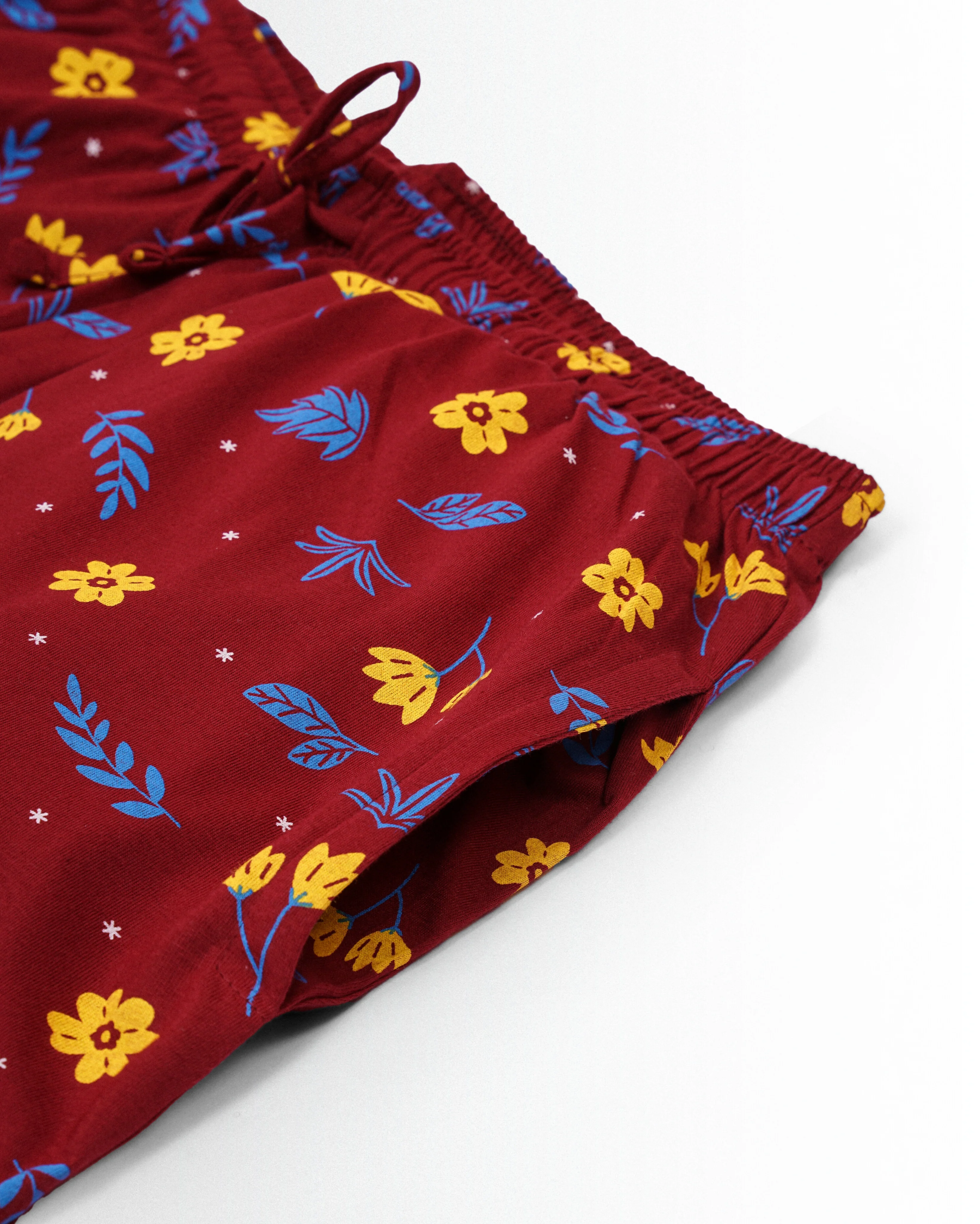 Women's Co ord set Maroon Yellow Flower - Image 4