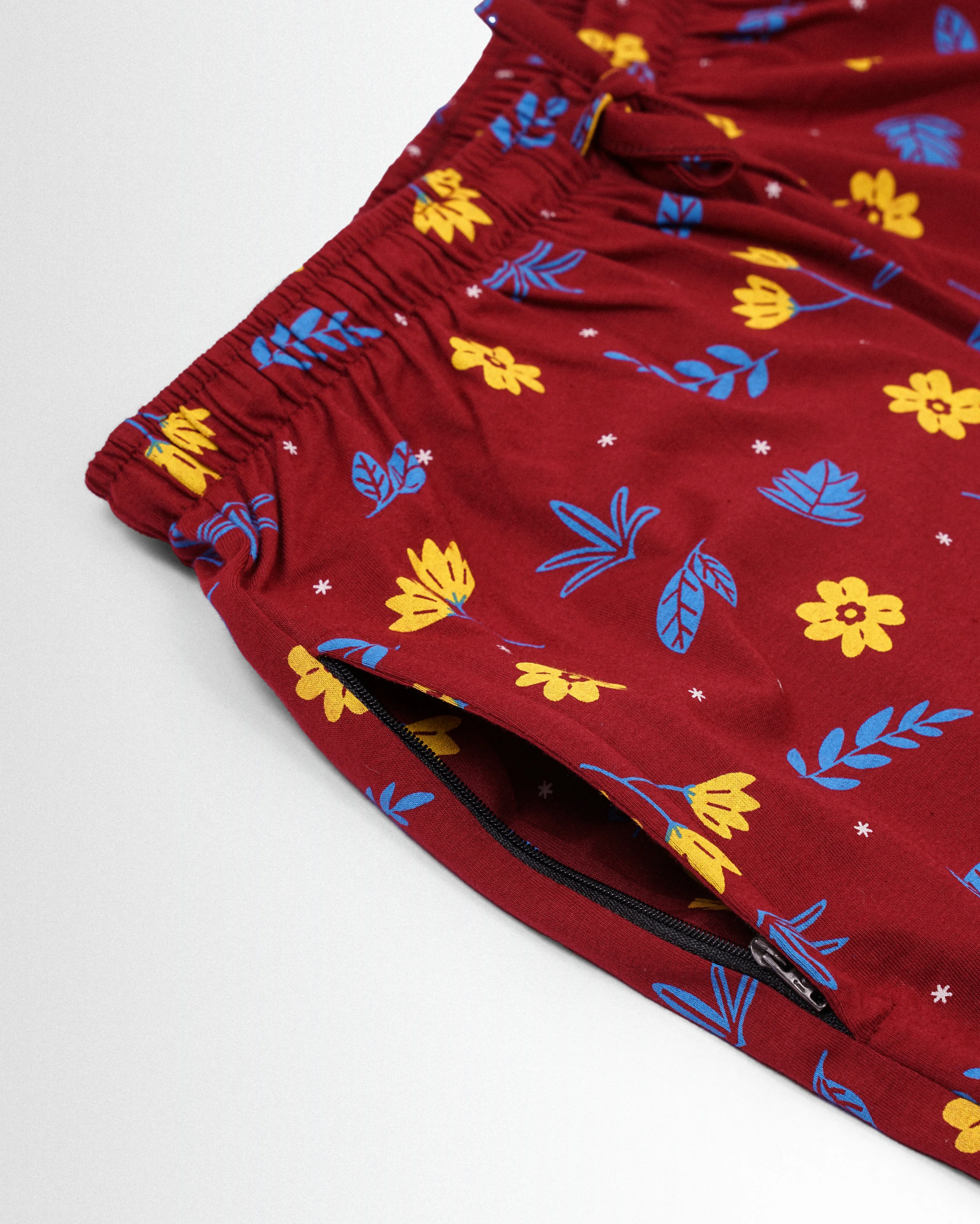 Women's Co ord set Maroon Yellow Flower - Image 5