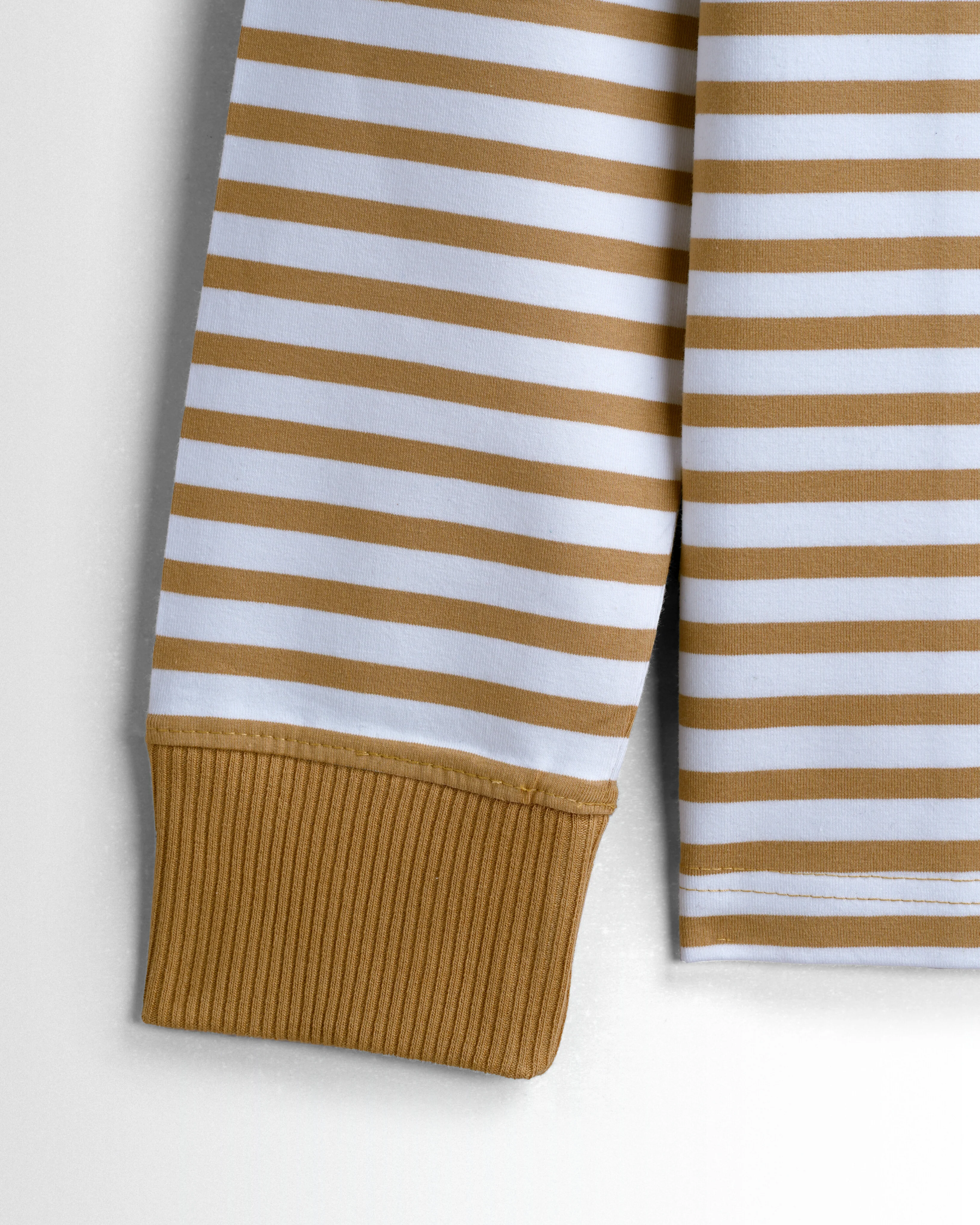 Womens Hineck Striped Sweatshirts (Beige/White) - Image 3