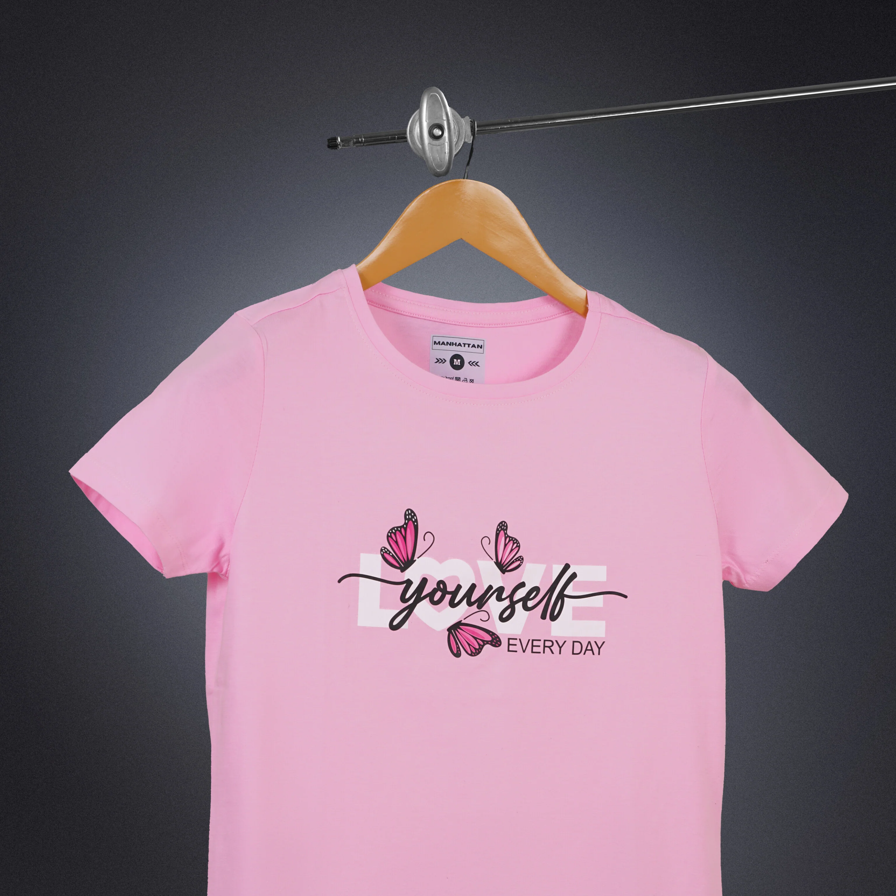 Womens Round Neck Regular Fit Cool Pink T Shirts - Image 2