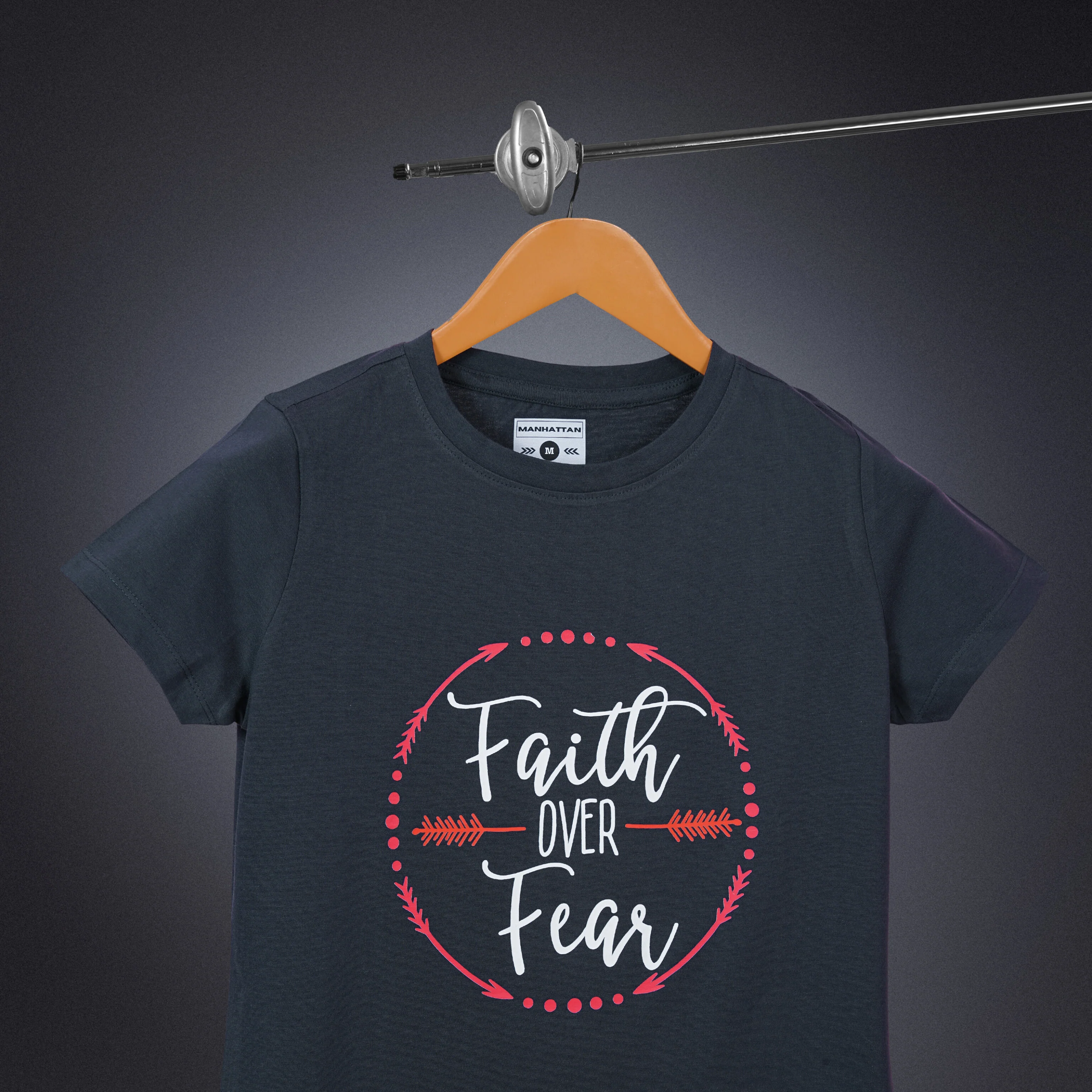 Womens Round Neck Regular Fit Dark Grey T Shirts - Image 2